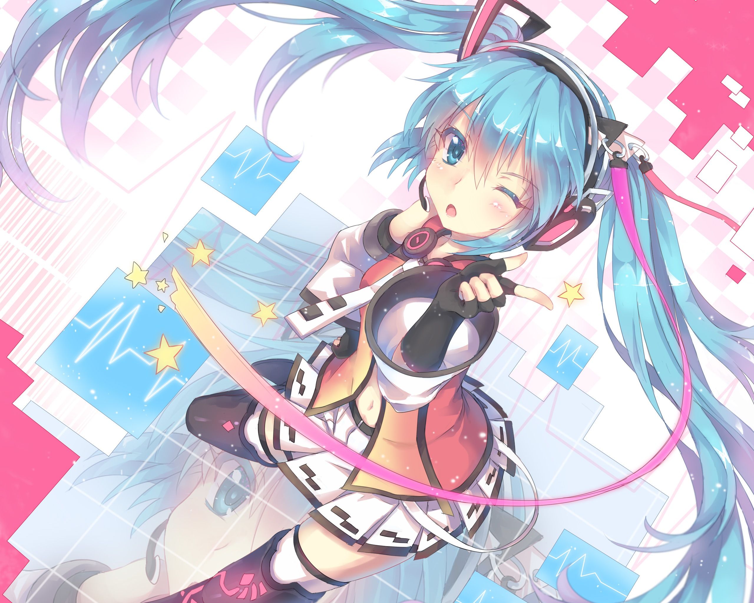 Hatsune Miku anime con cuffie, 2560x2048 2K+, Desktop