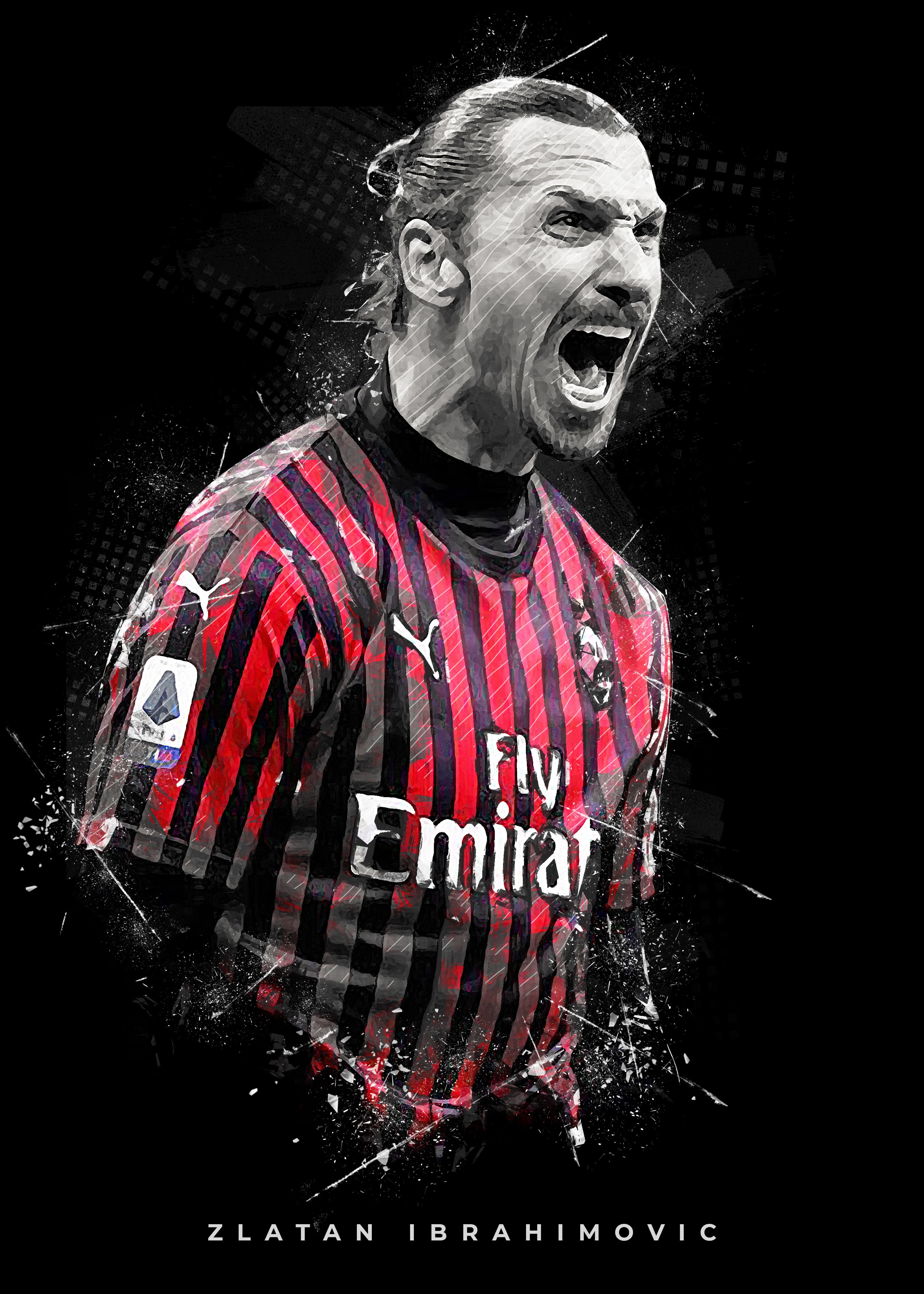 Zlatan Ibrahimovic maglia Milan, 2900x4060 Verticale, Telefono