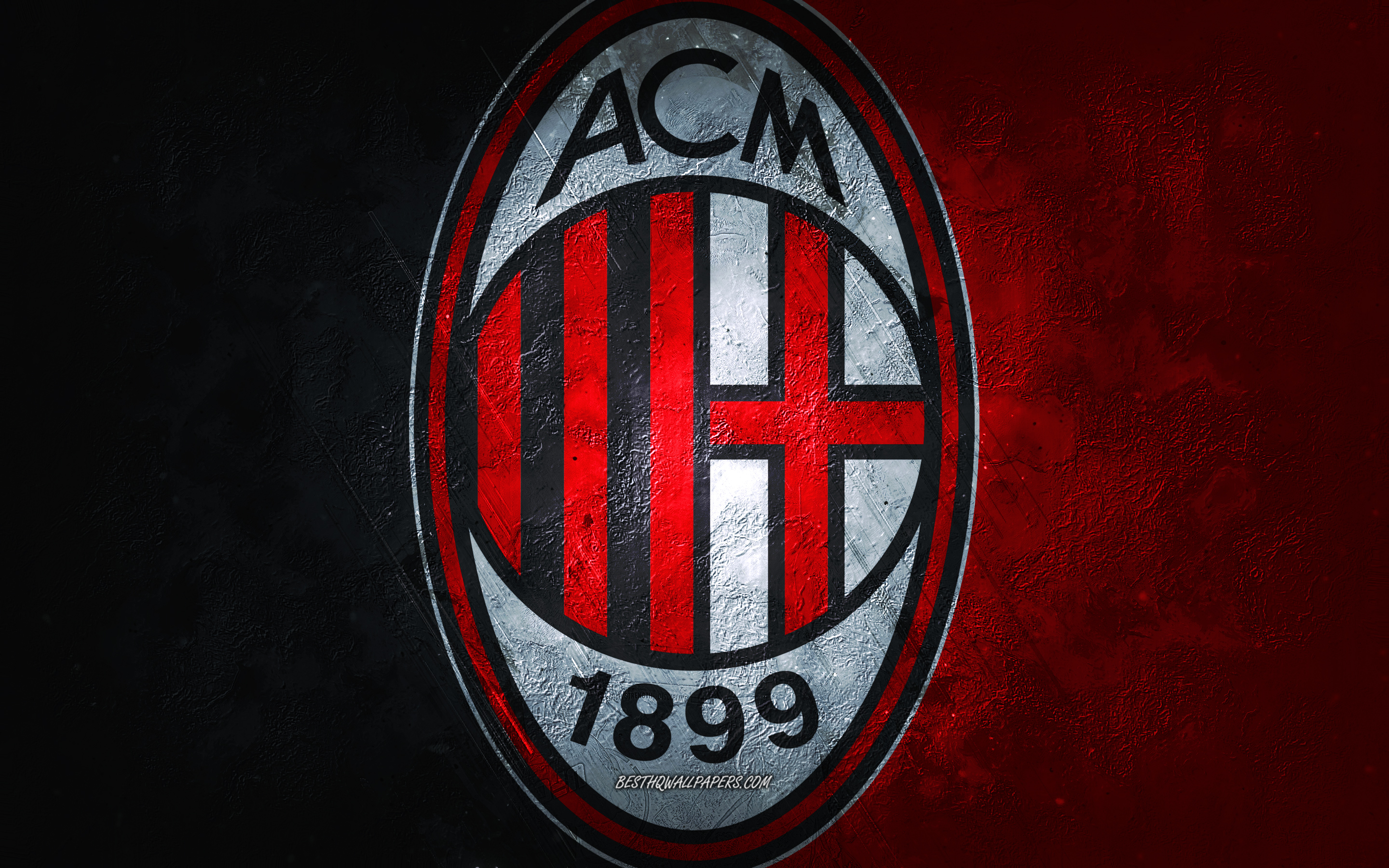Logo AC Milan sfondo rosso nero, 2880x1800 2K+, MacBook Pro
