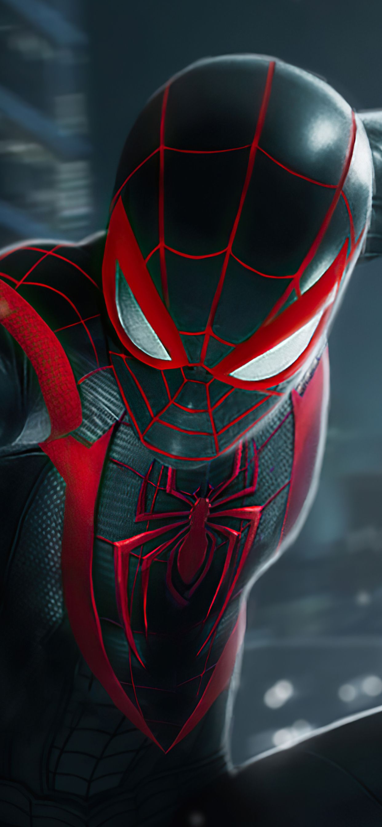 Miles Morales tuta nera rossa primo piano, 1242x2688 Full HD Verticale, iPhone Pro Max