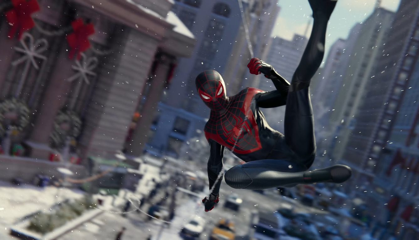 Spider-Man Miles Morales oscillazione strada, Uomo Ragno, 1336x768 720p, Laptop