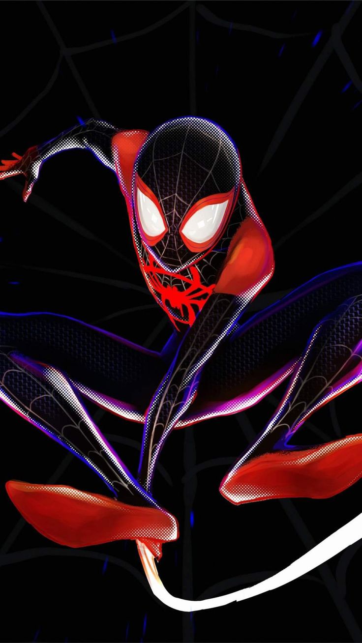 Miles Morales occhi luminosi fondo nero, 736x1308 Full HD Verticale, iPhone