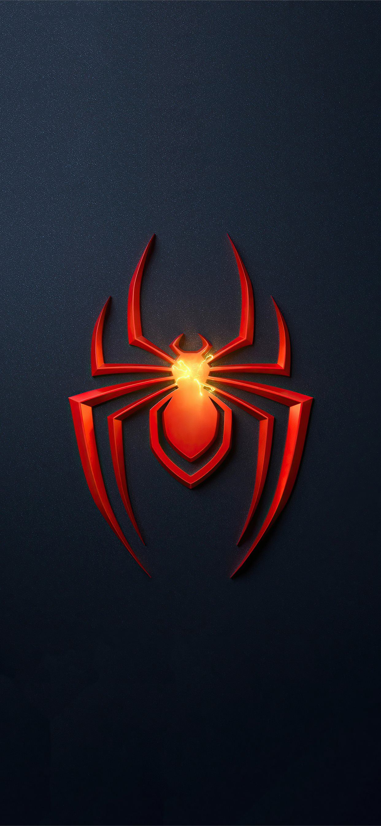 Logo ragno rosso fondo blu scuro, 1242x2688 Full HD Verticale, Smartphone