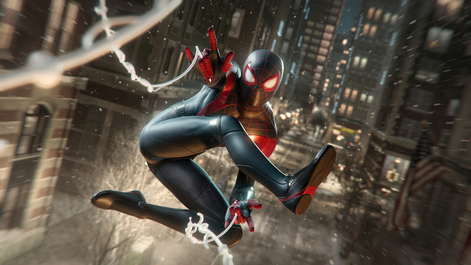 Spider-Man Miles Morales oscillazione grattacieli, Marvel, 1920x1080 Full HD 1080p, Desktop