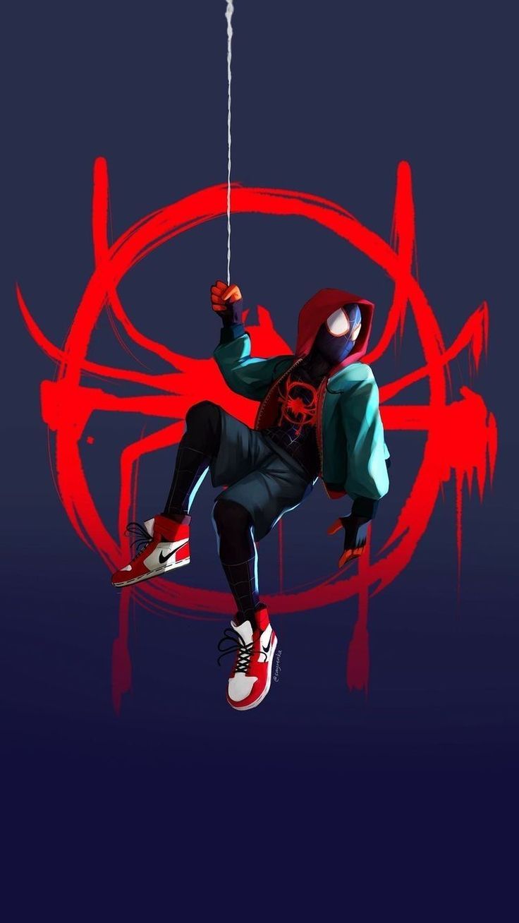 Miles Morales logo ragno rosso, 736x1308 Verticale, Mobile