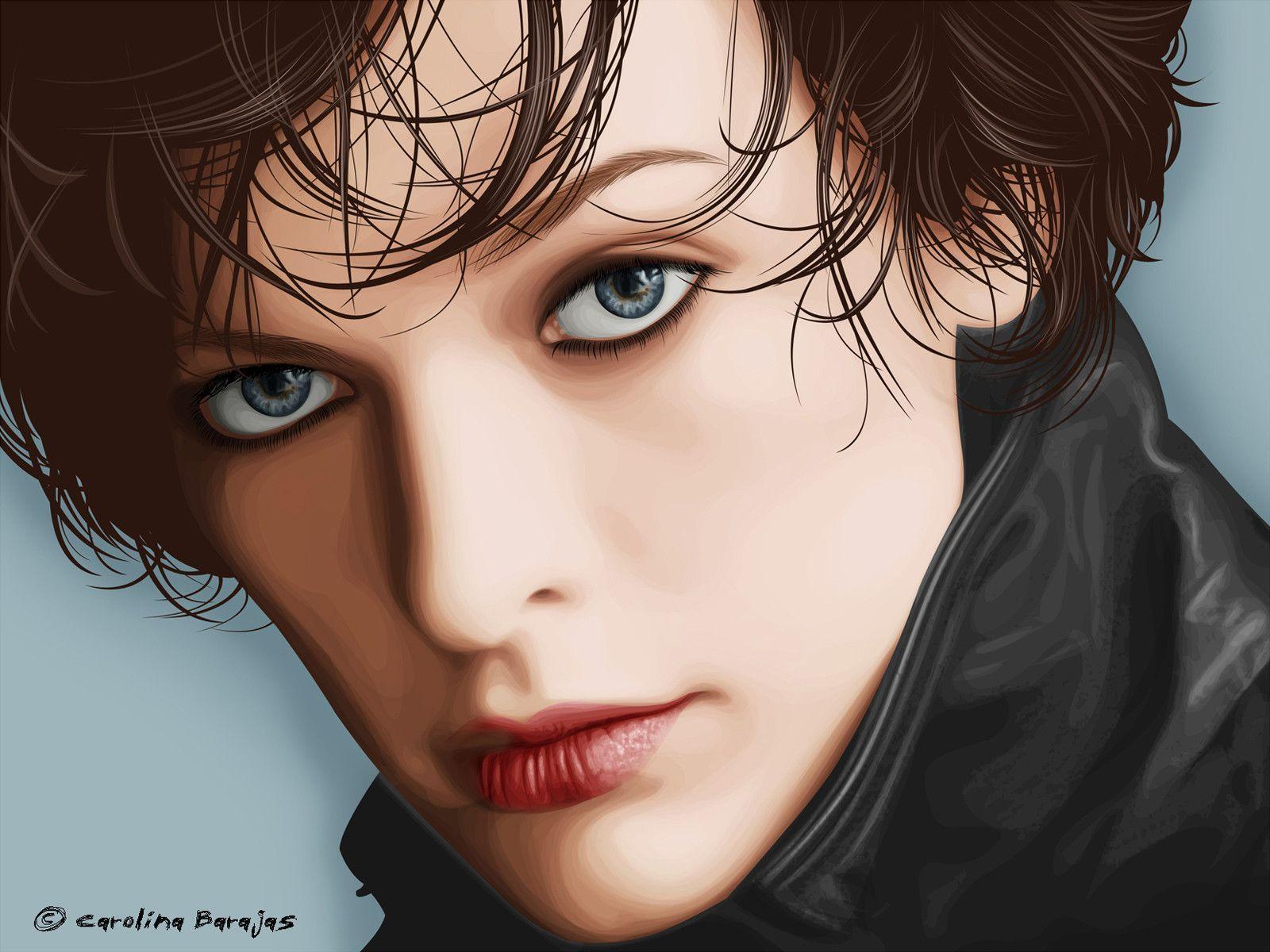 Ritratto illustrato donna capelli corti, 1600x1200 900p, HP Laptop
