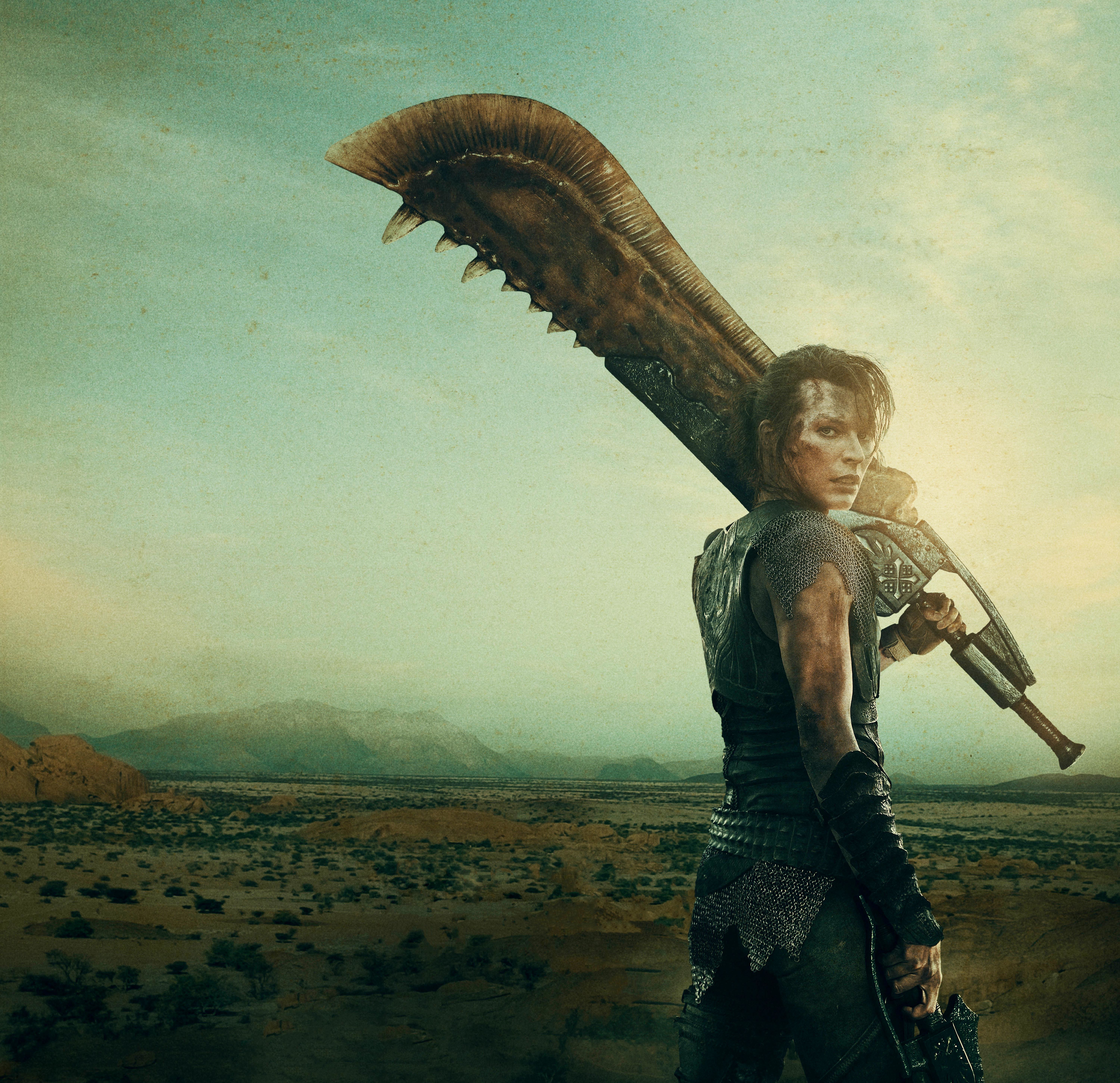 Milla Jovovich Monster Hunter guerriera, anime, 6000x5800 Ultra HD, 4K TV
