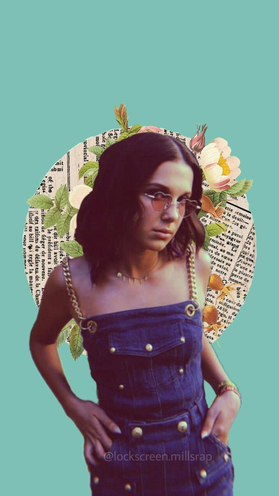 Millie Bobby Brown collage floreale, 958x1700 Full HD Verticale, iPhone