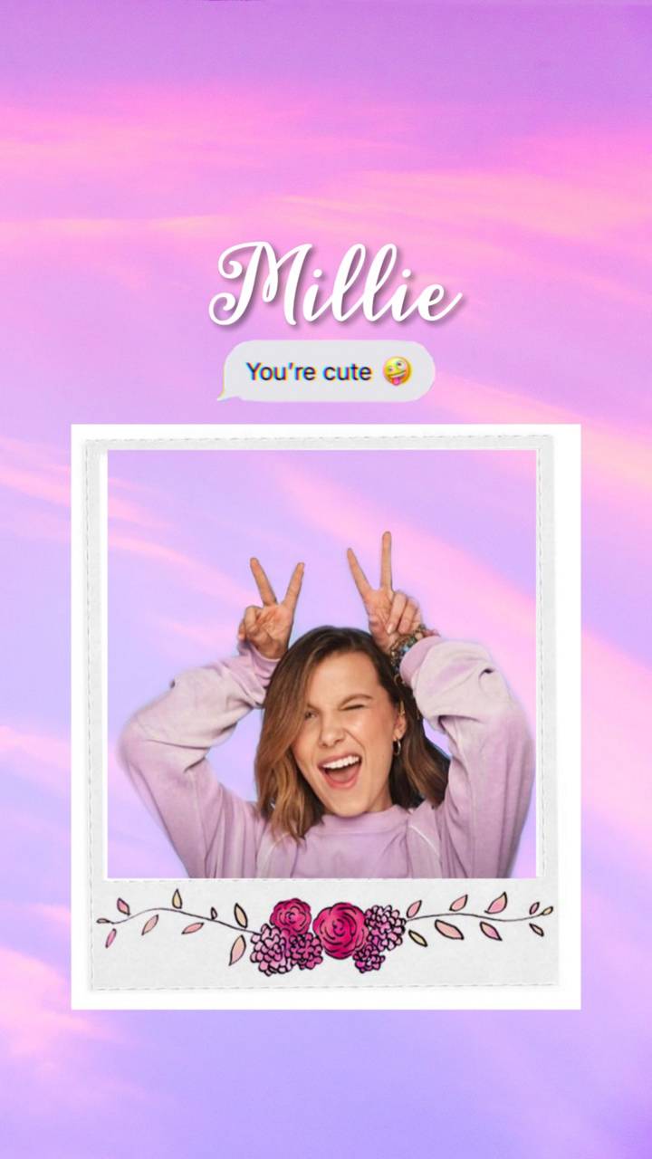 Millie Bobby Brown cornice floreale, 720x1280 Full HD Verticale, iPhone