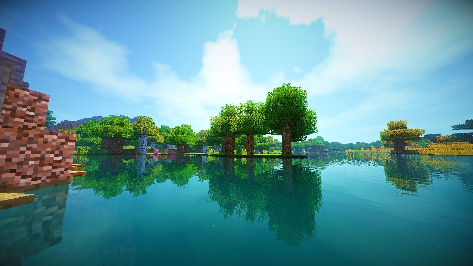 Paesaggio Minecraft con lago, 1920x1080 1080p, Laptop