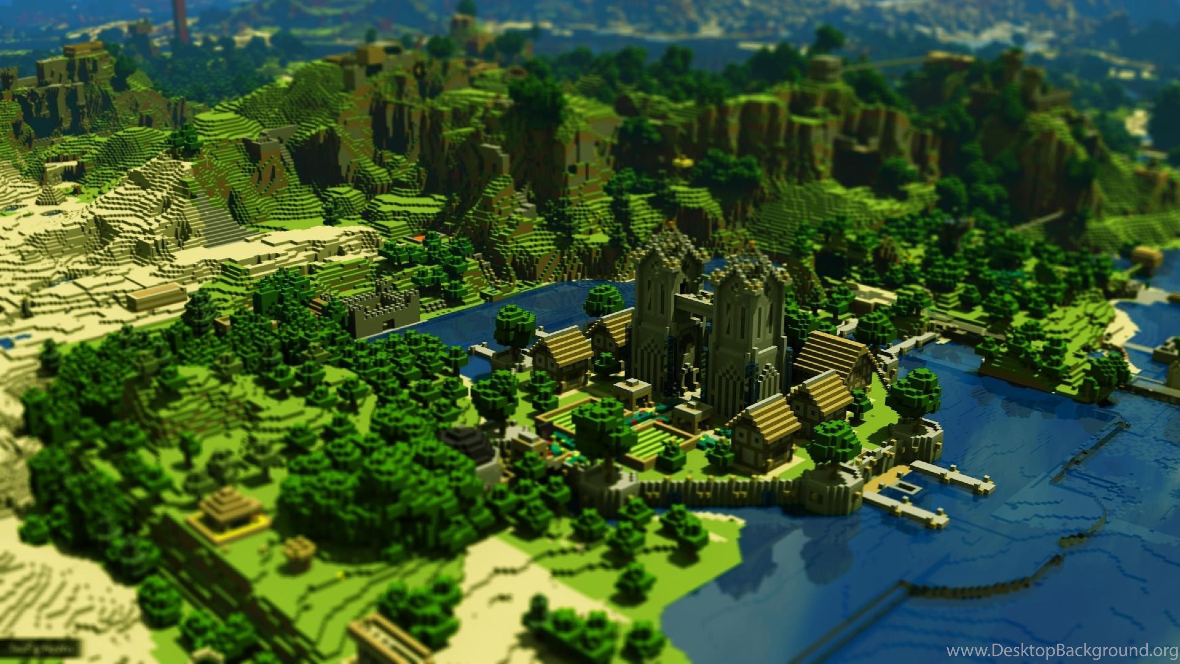 Villaggio Minecraft paesaggio verde, 3840x2160 UHD, PC 4K