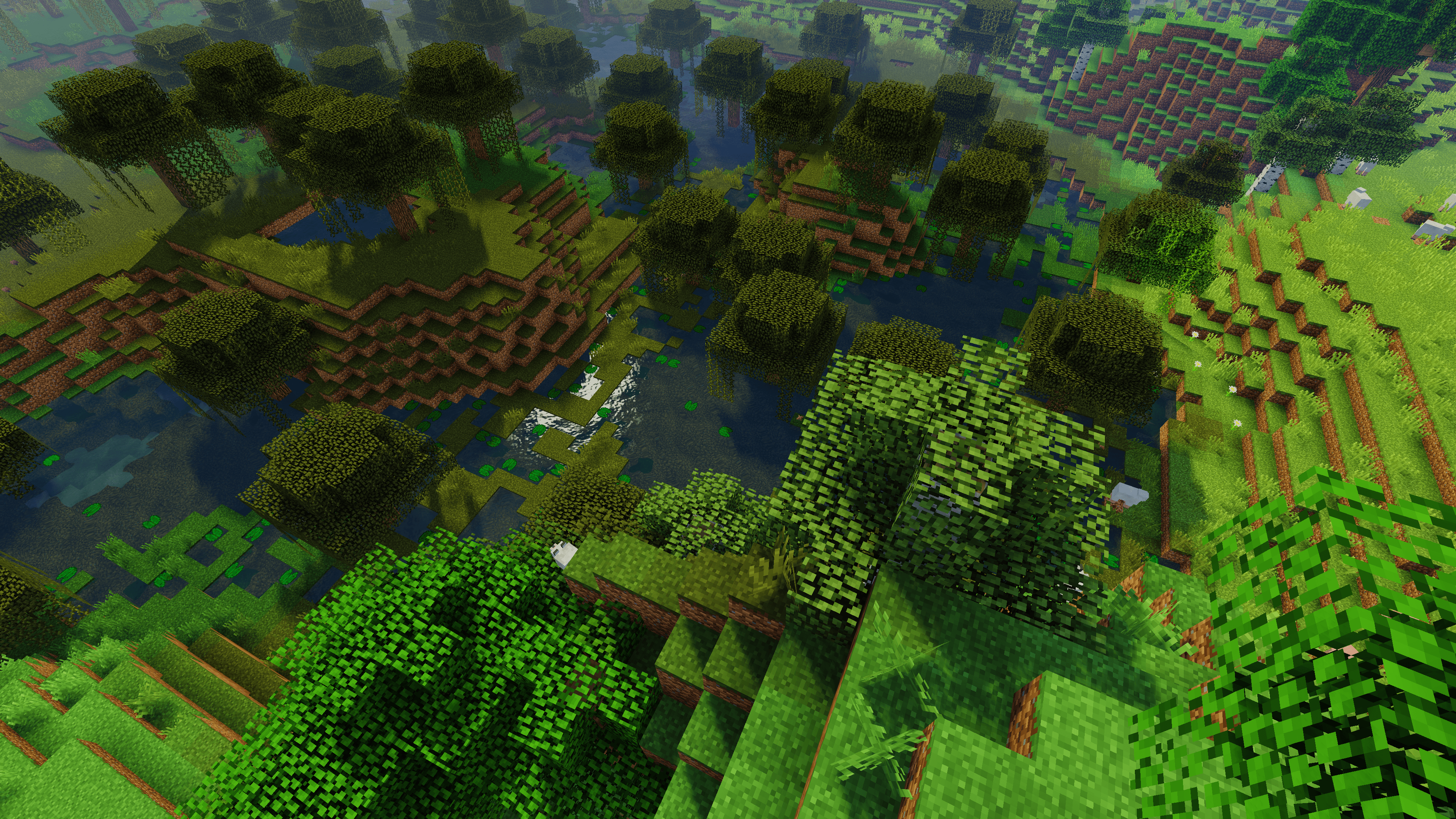 Paesaggio Minecraft foresta e laghi, 3840x2160 Ultra HD, Monitor 4K
