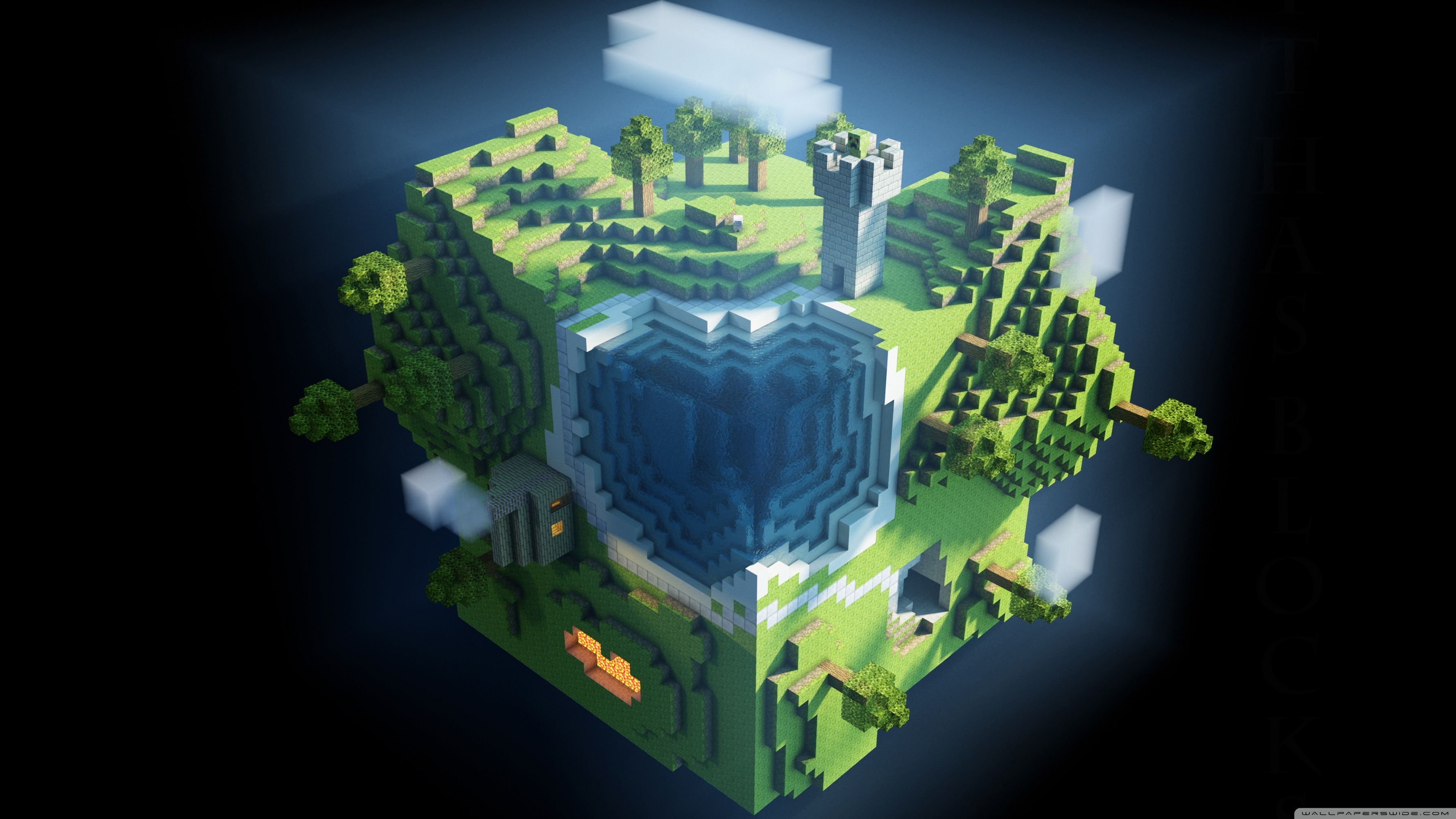 Cubo mondo Minecraft verde, 3554x1999 2K+, PC