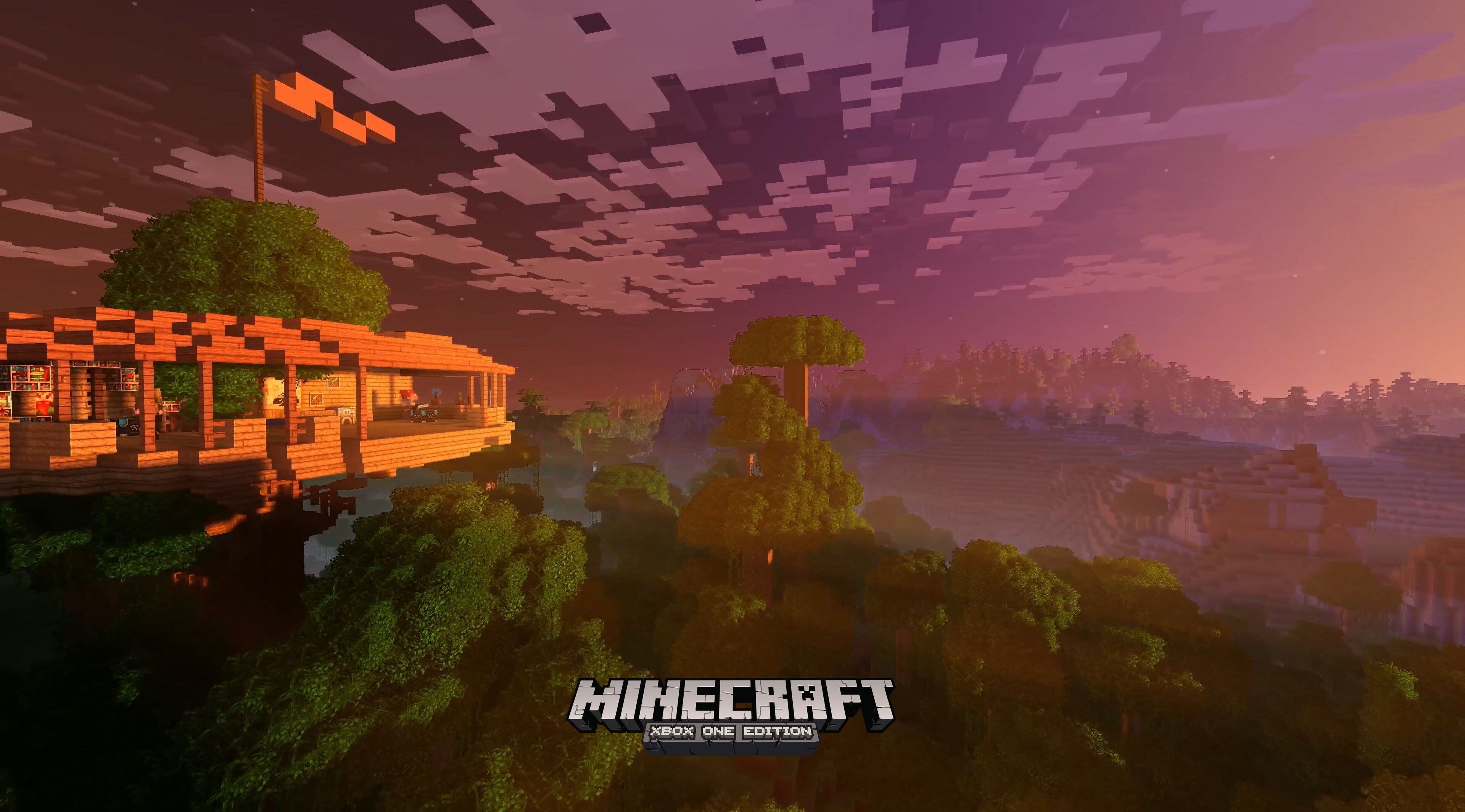 Casa Minecraft tramonto viola, 3840x2130 4K Ultra HD, Monitor 4K