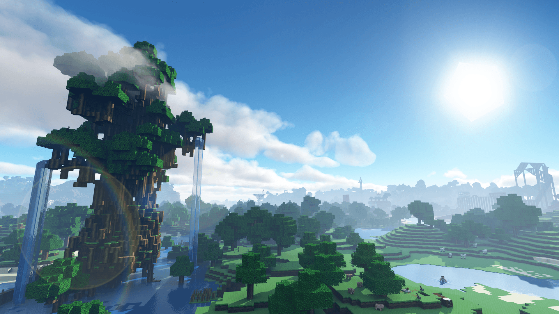 Paesaggio Minecraft con albero gigante, 1920x1080 1080p, PC Desktop
