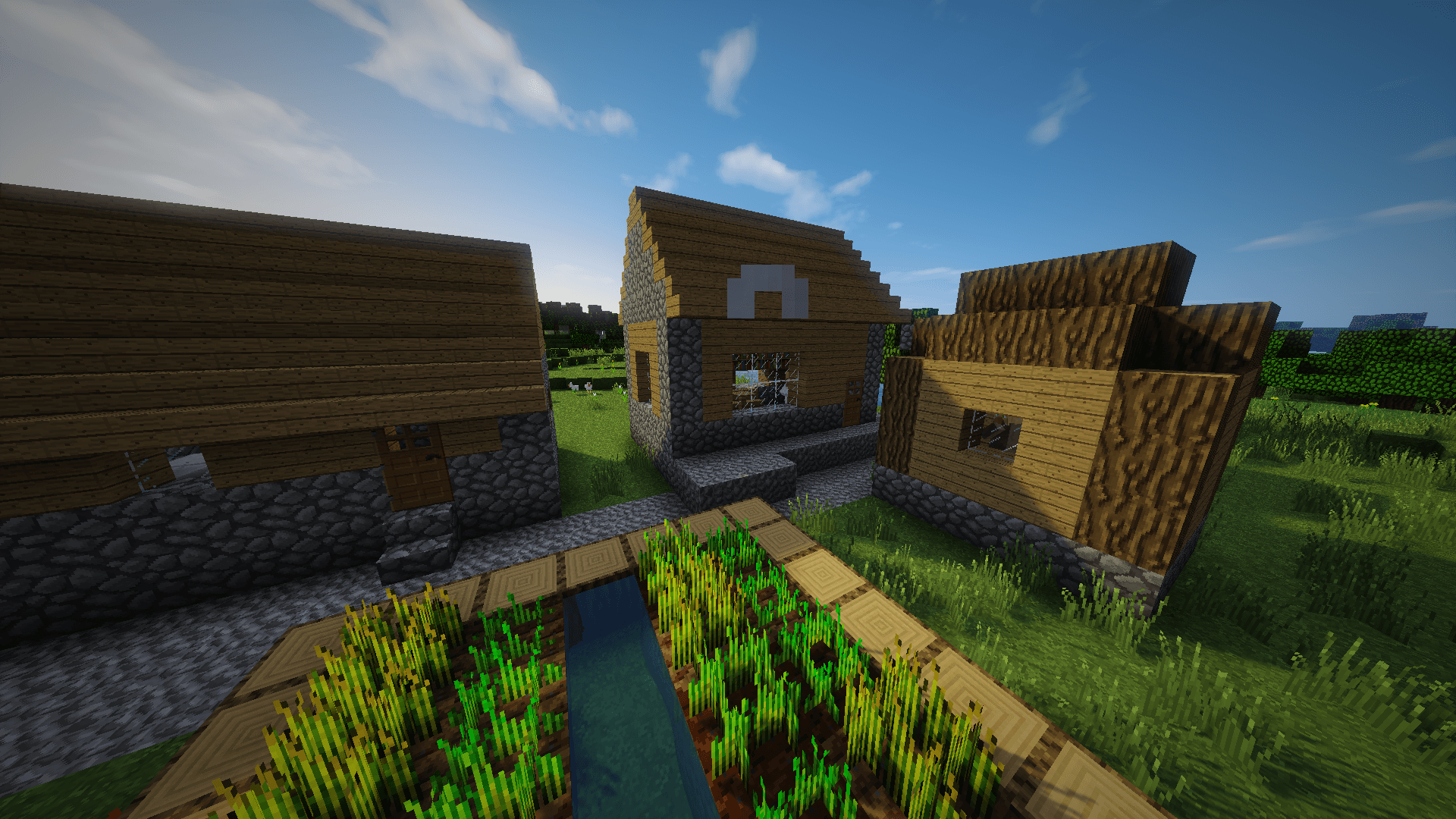 Villaggio Minecraft con shader, 1920x1080 Full HD 1080p, Desktop