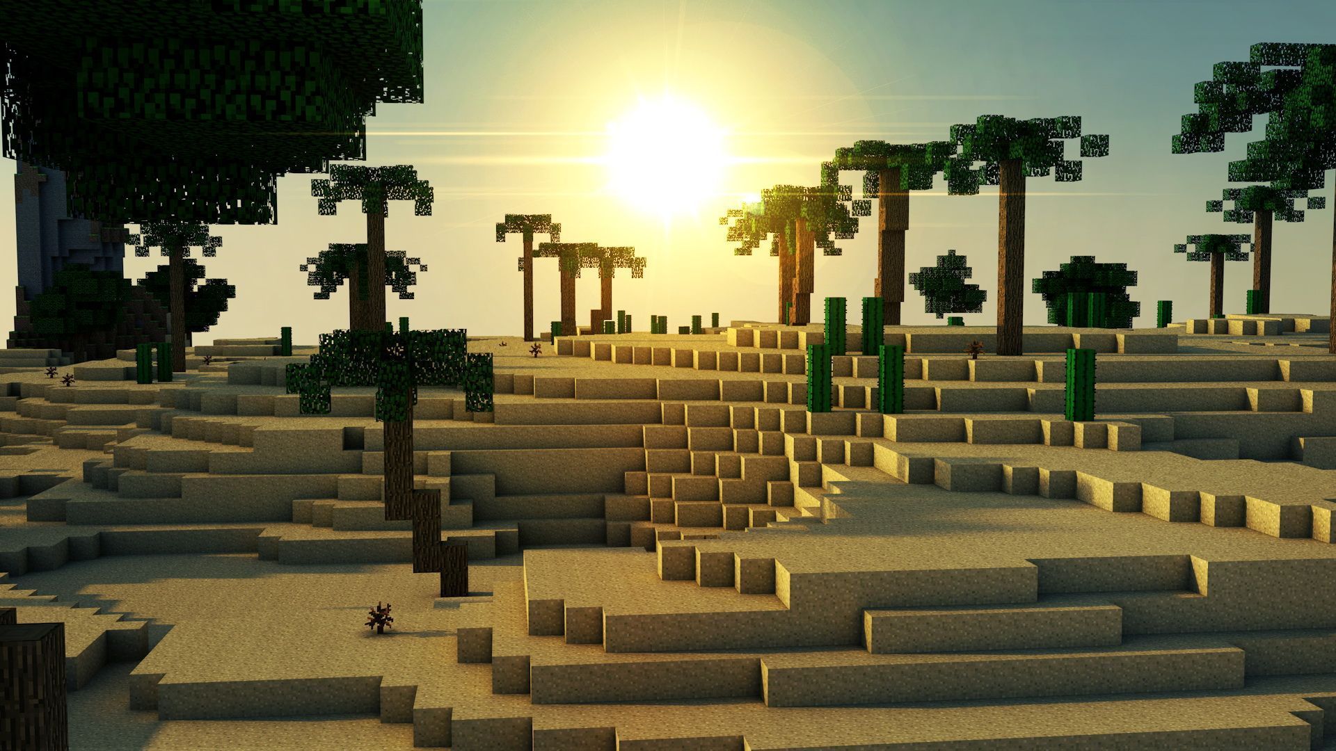 Deserto Minecraft con tramonto, 1920x1080 Full HD, PC