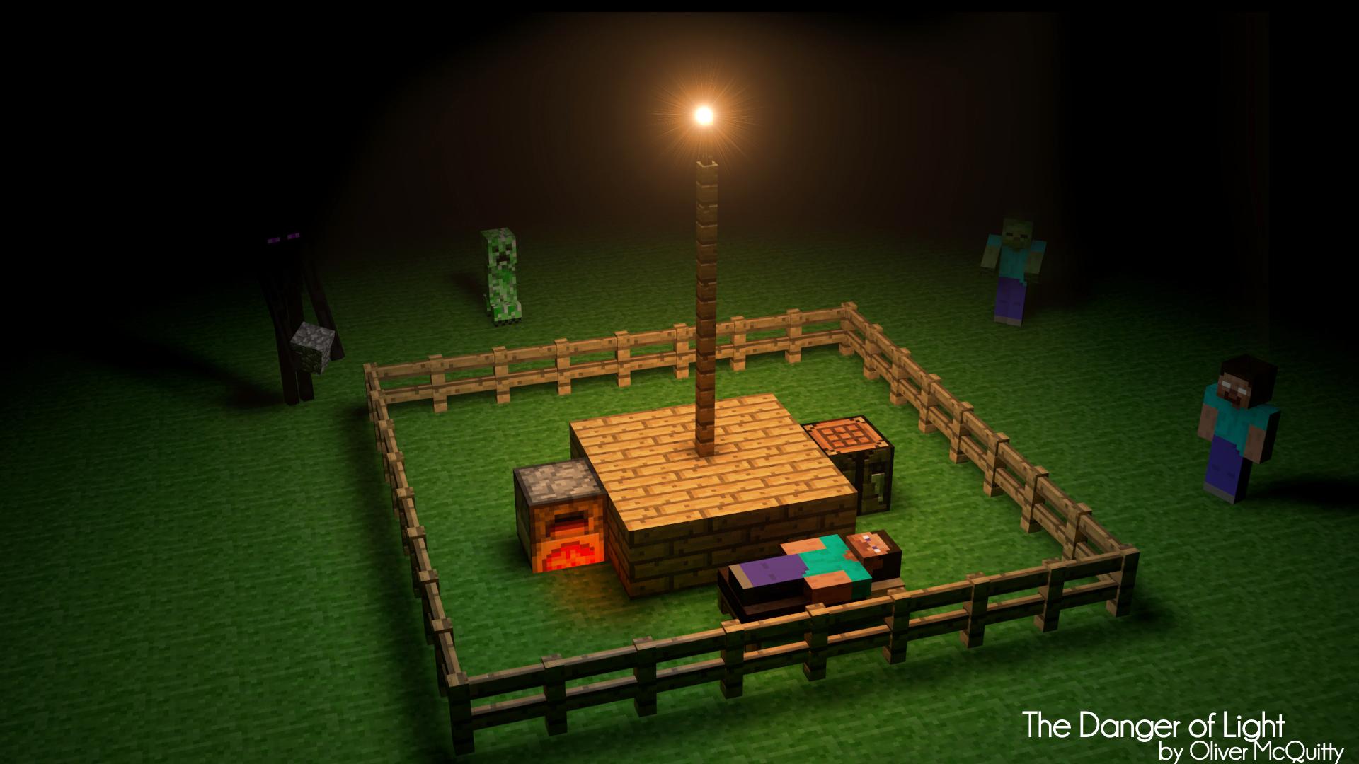 Minecraft torcia zombie notte, 1920x1080 Full HD, Desktop
