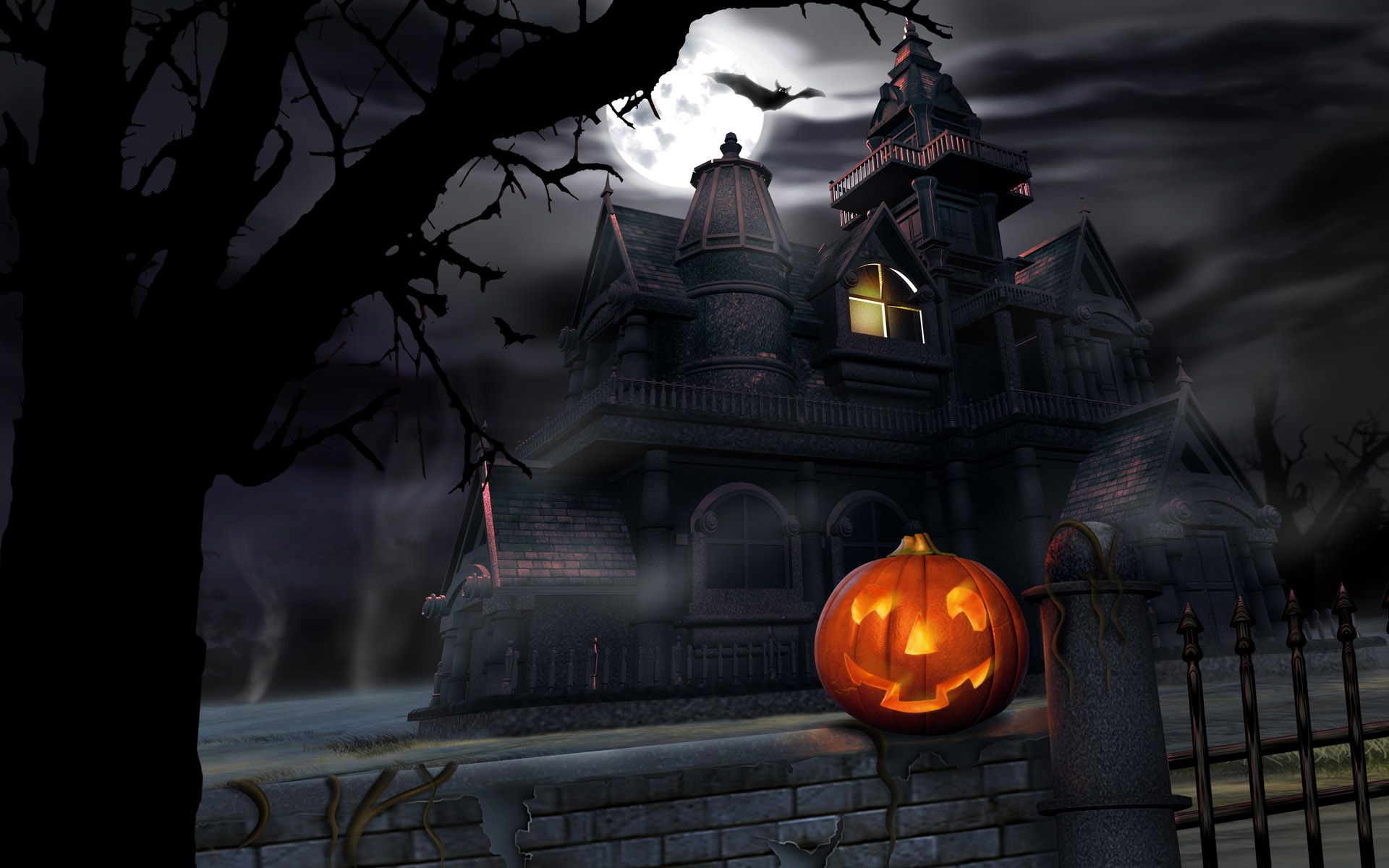 Castello scuro con luna, 1920x1080 Full HD, PC Desktop