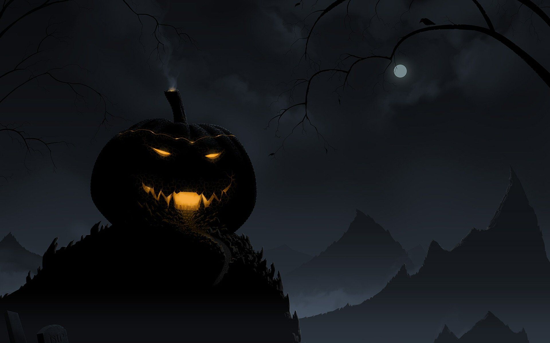 Zucca di Halloween minacciosa notte, 1920x1200 Full HD+ WUXGA, iMac