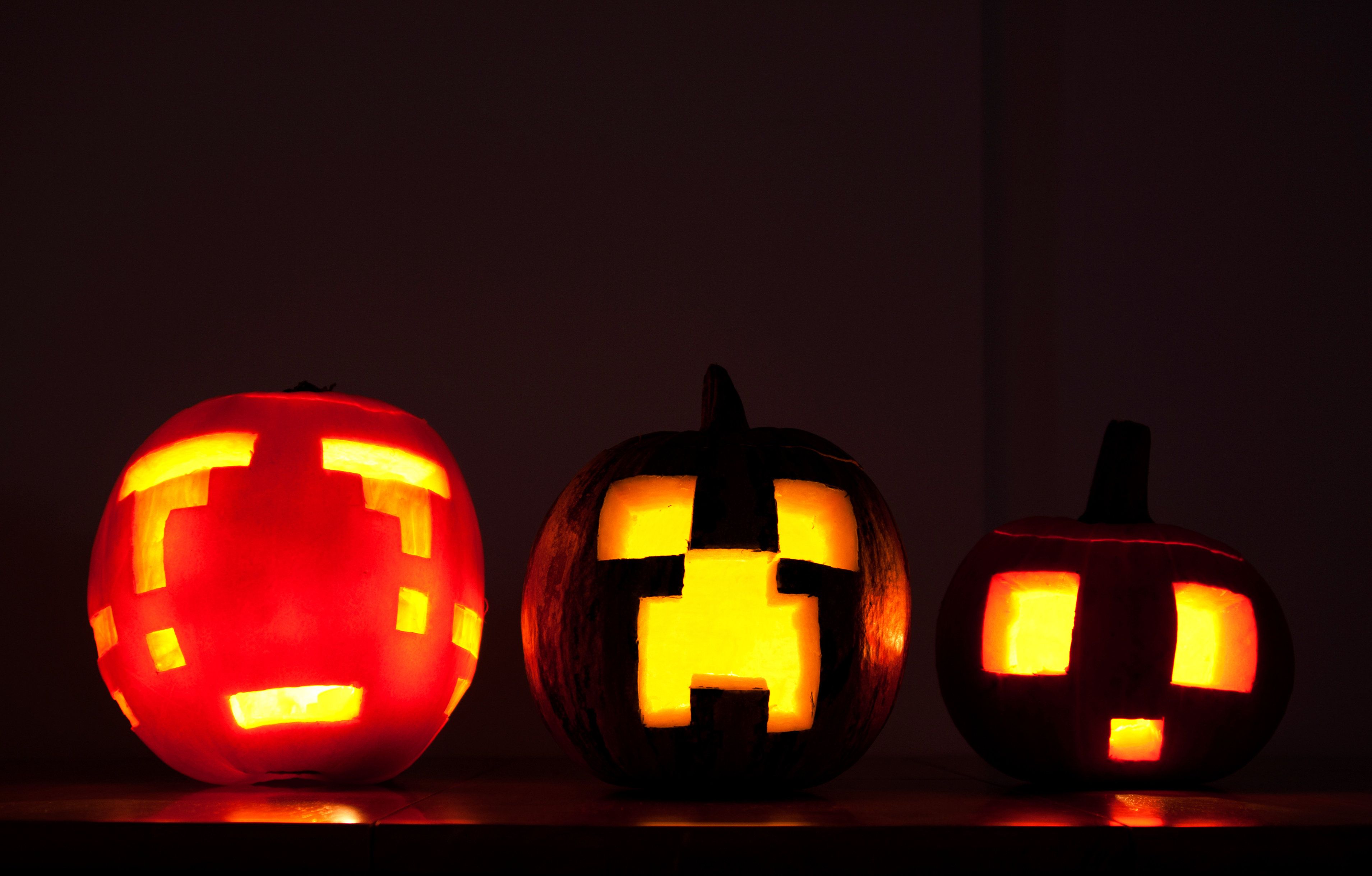 Zucche intagliate Minecraft Halloween, gioco sandbox, 3819x2437 WQXGA, Desktop