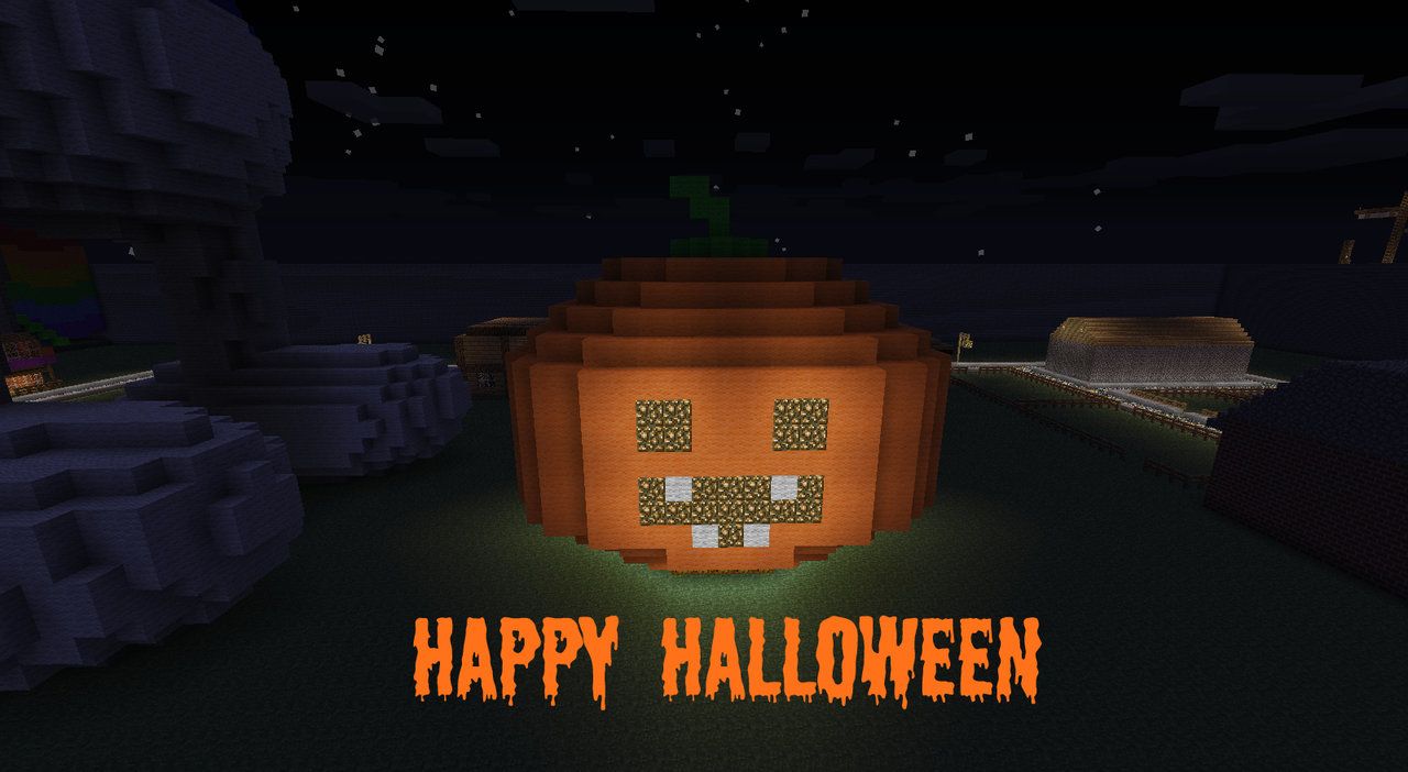 Minecraft zucca Halloween notte, 1920x1080 Full HD 1080p, Desktop