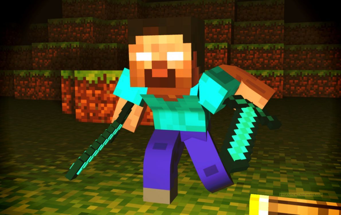 Herobrine Minecraft con picconi, 1190x752 HD, PC Desktop