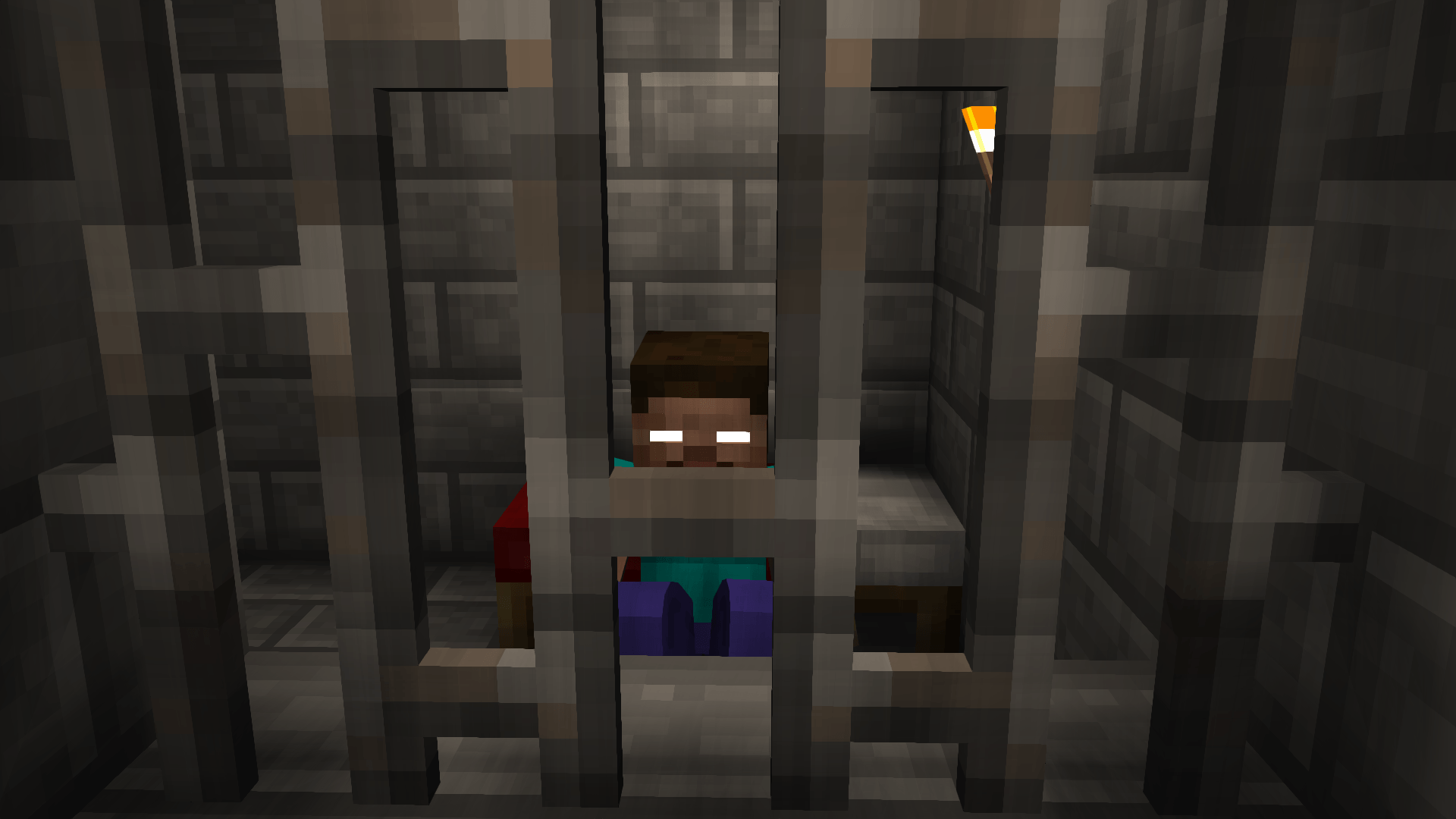 Herobrine Minecraft in gabbia, 1920x1080 Full HD, Desktop