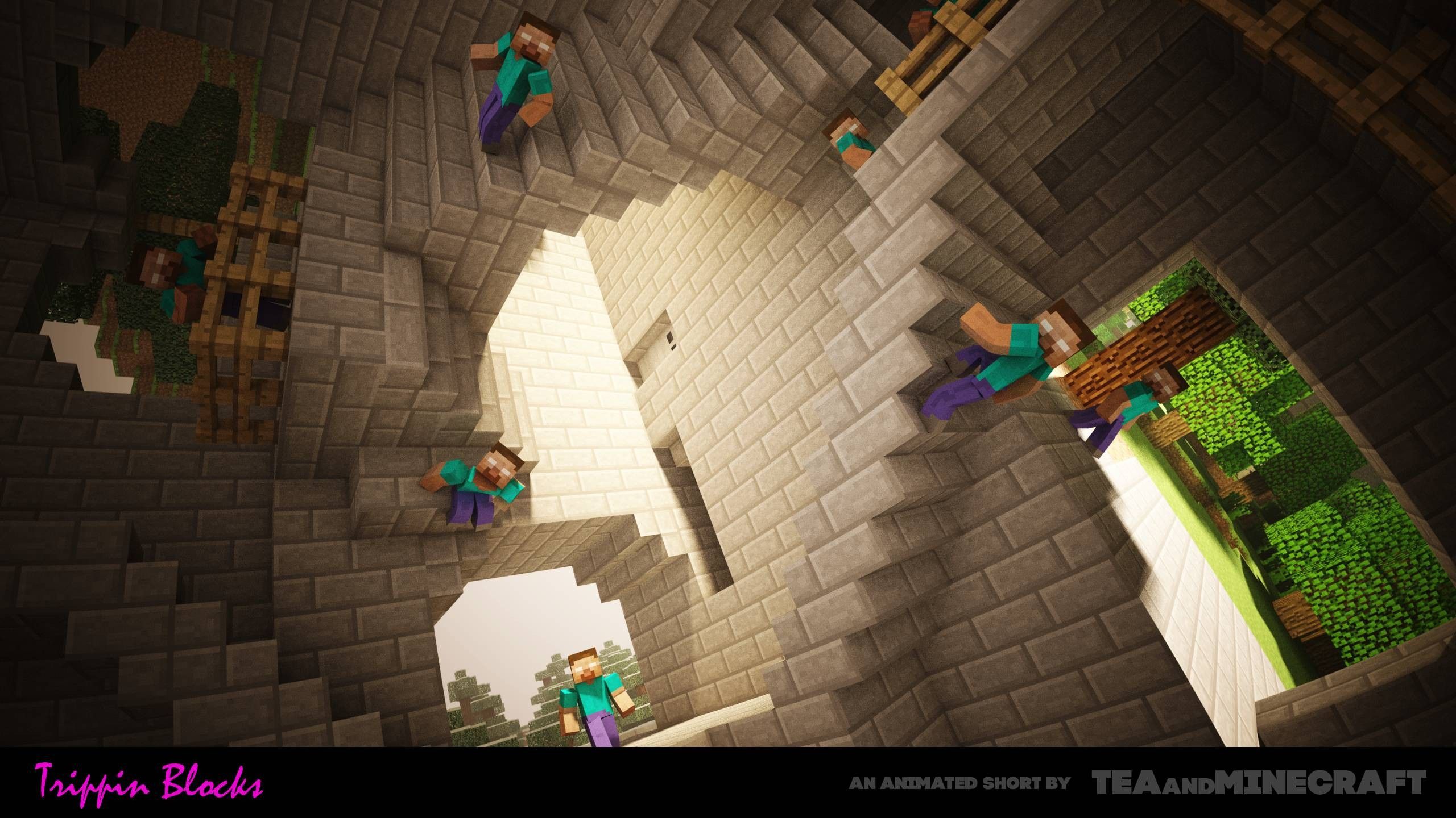 Herobrine Minecraft blocchi surreali, 2560x1440 QHD, Monitor Gaming