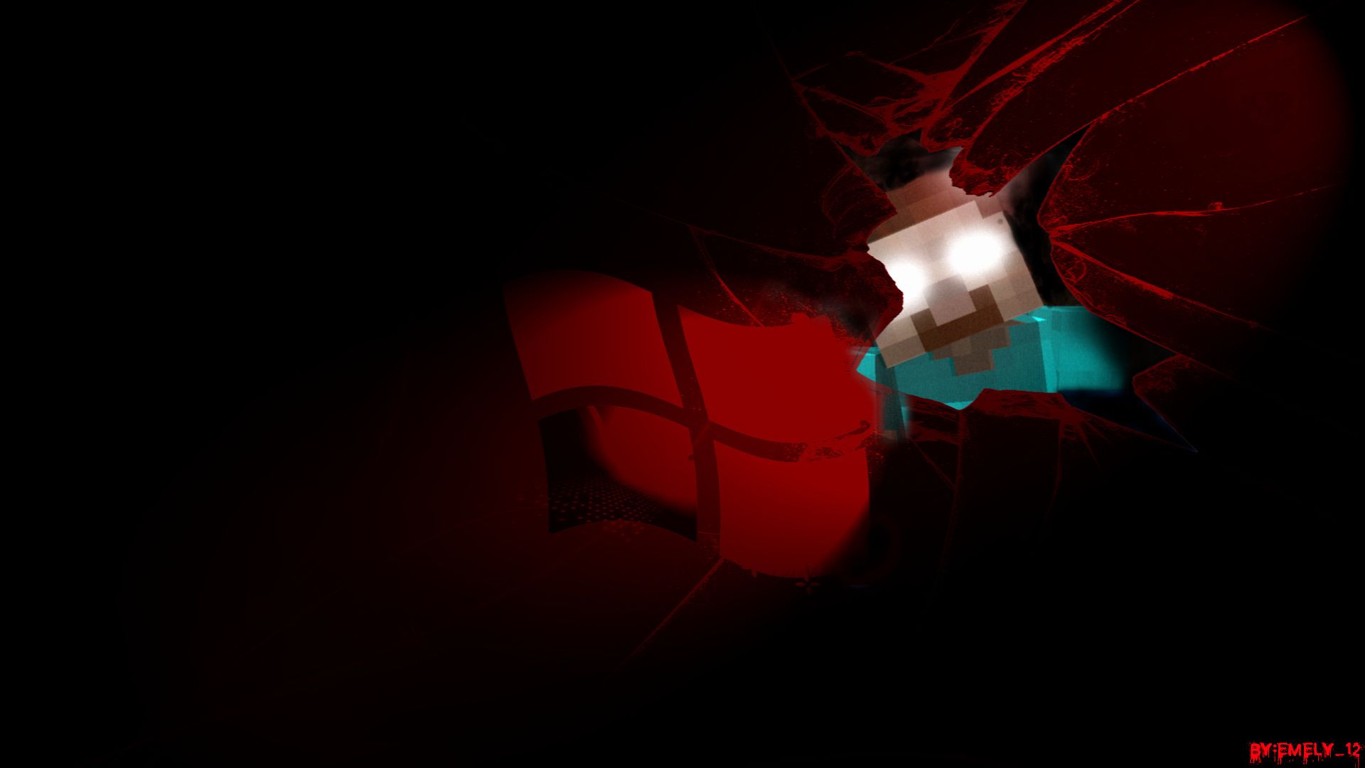 Herobrine Minecraft sfondo rosso, 1920x1080 Full HD, PC