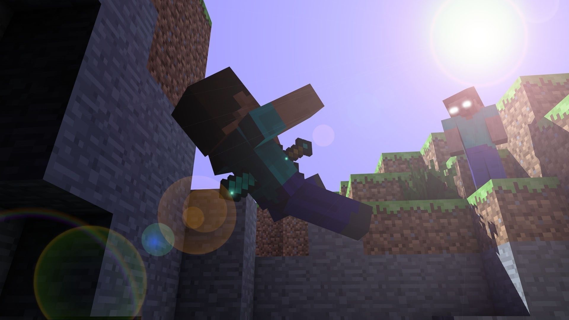 Personaggi Minecraft con spade, 1920x1080 Full HD, Laptop