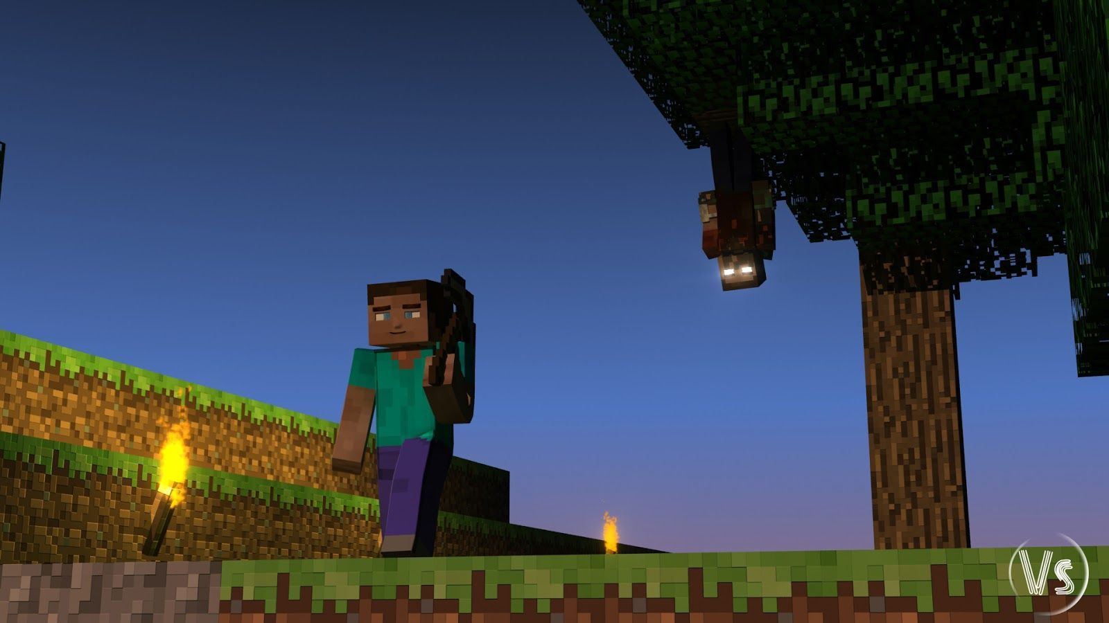 Personaggio Minecraft di notte, 1600x900 HD, Desktop