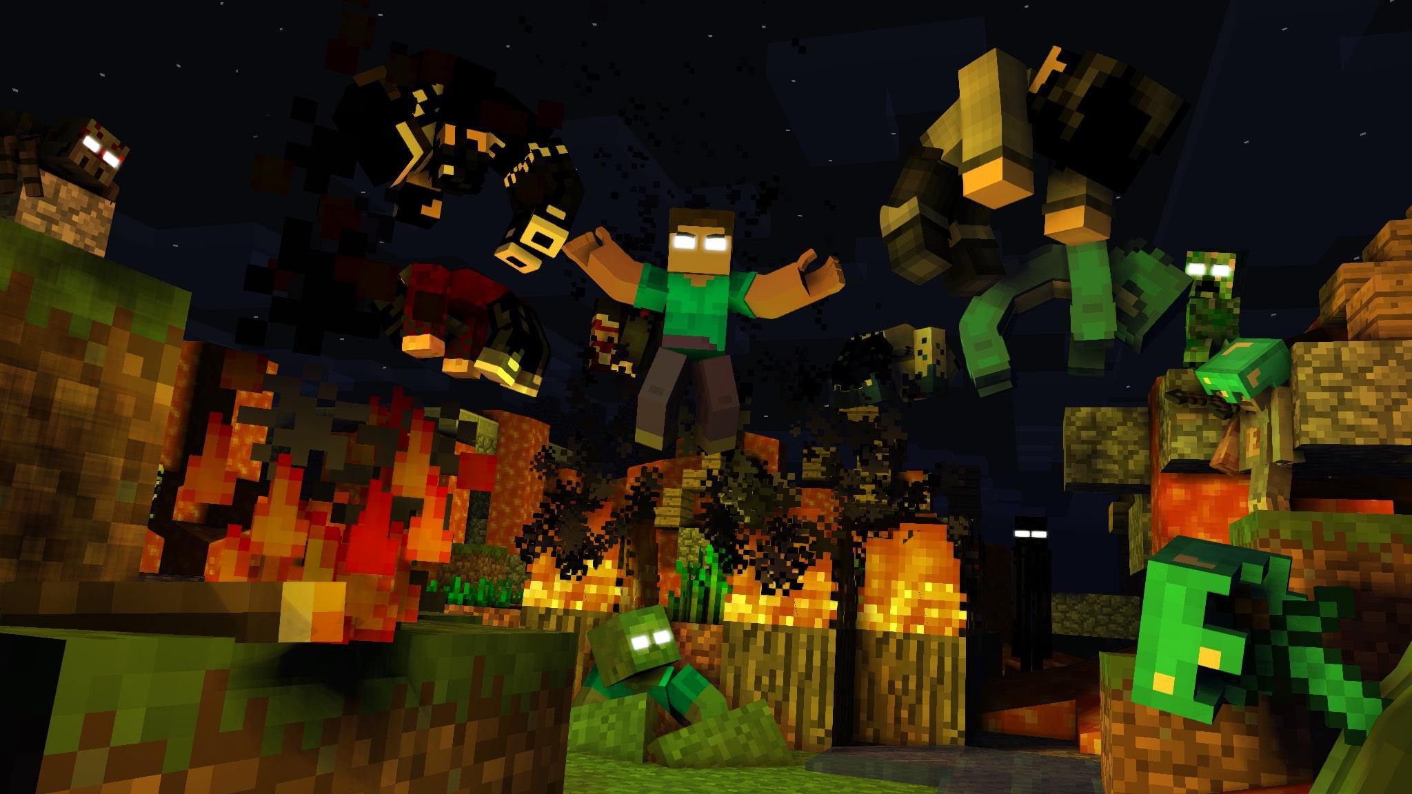 Herobrine Minecraft notturno, 2048x1152 alta risoluzione, Desktop