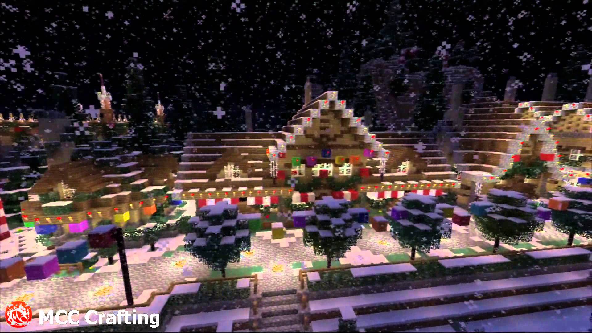 Villaggio Minecraft natalizio innevato, 1920x1080 Full HD, PC