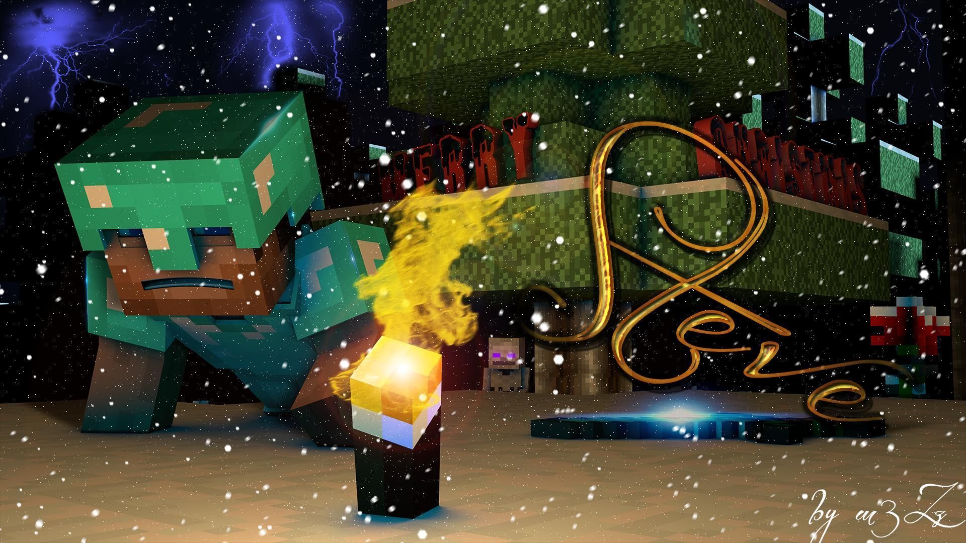 Personaggi Minecraft con Babbo Natale, 1440x900 720p, Laptop