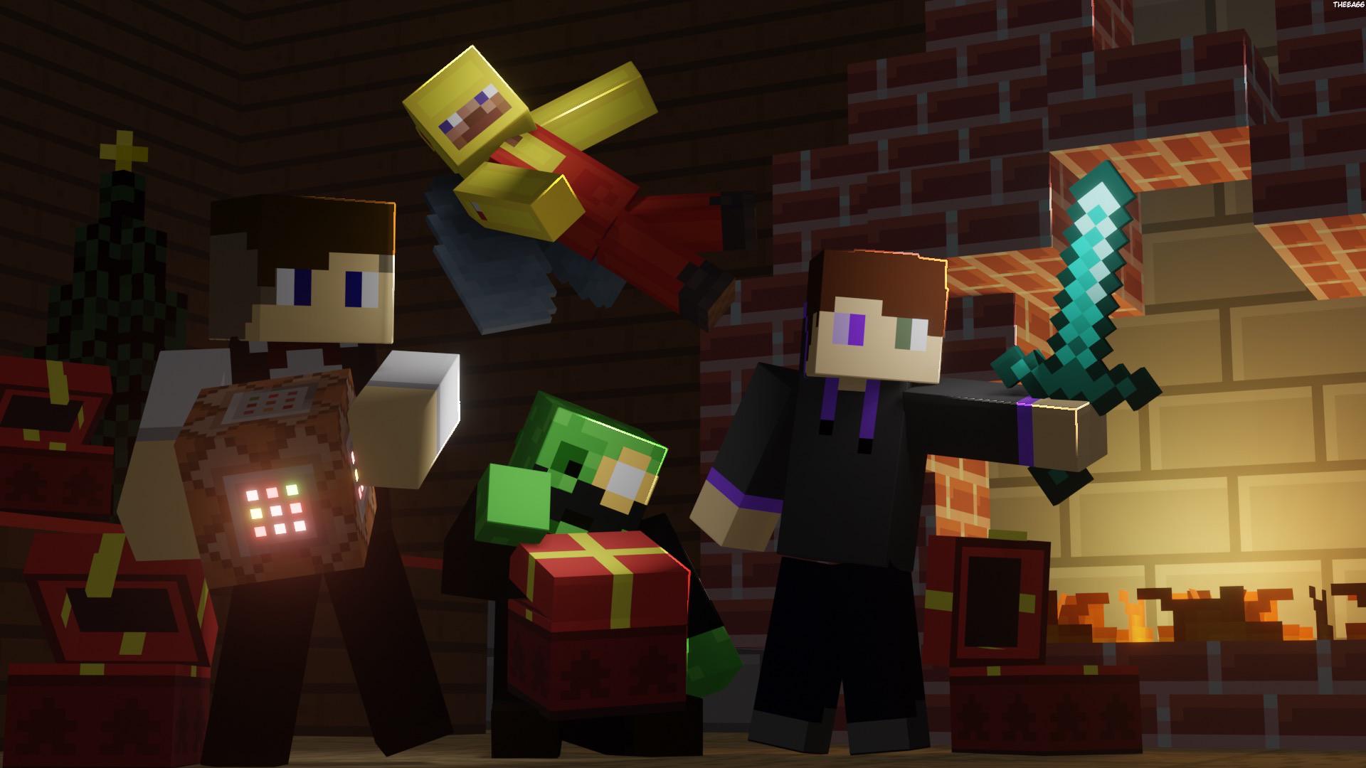 Villaggio Minecraft natalizio innevato, 1920x1080 Full HD, PC Desktop