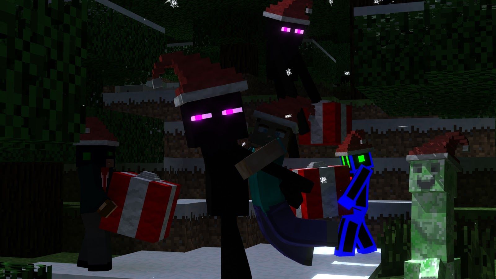Personaggio Minecraft con torcia natalizia, 1920x1080 Full HD 1080p, PC Desktop