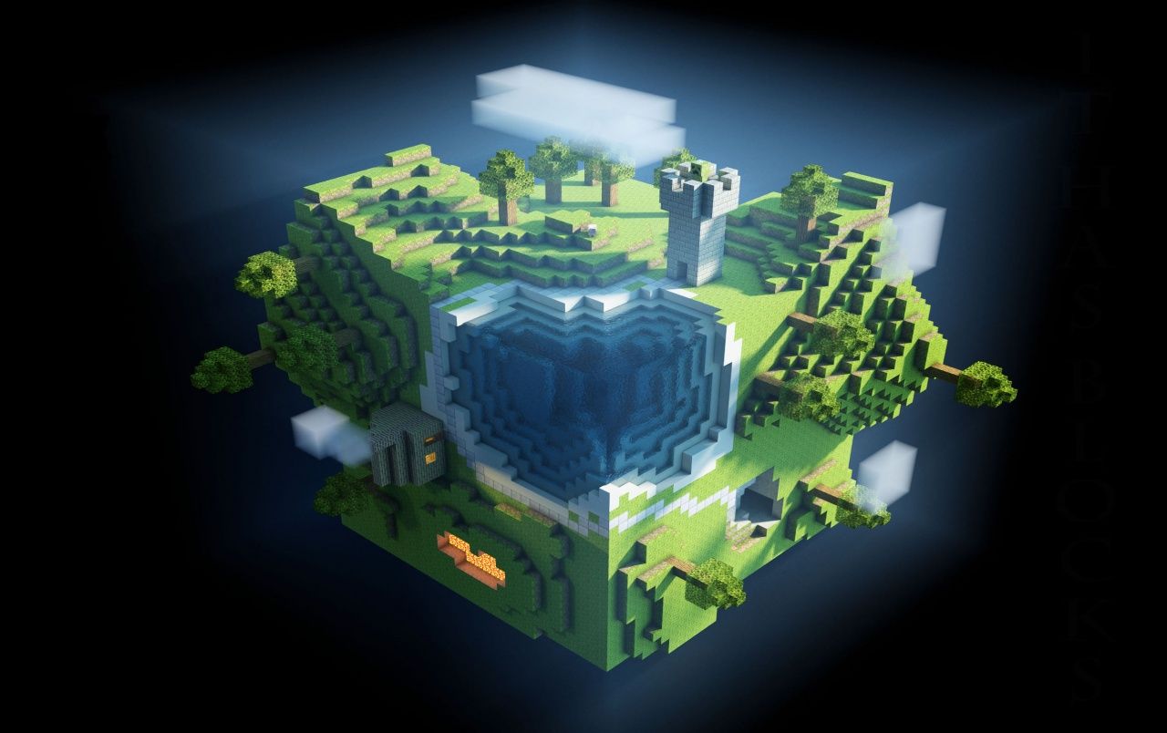 Isola cubica Minecraft fluttuante, Mojang, 1280x804 720p, Laptop