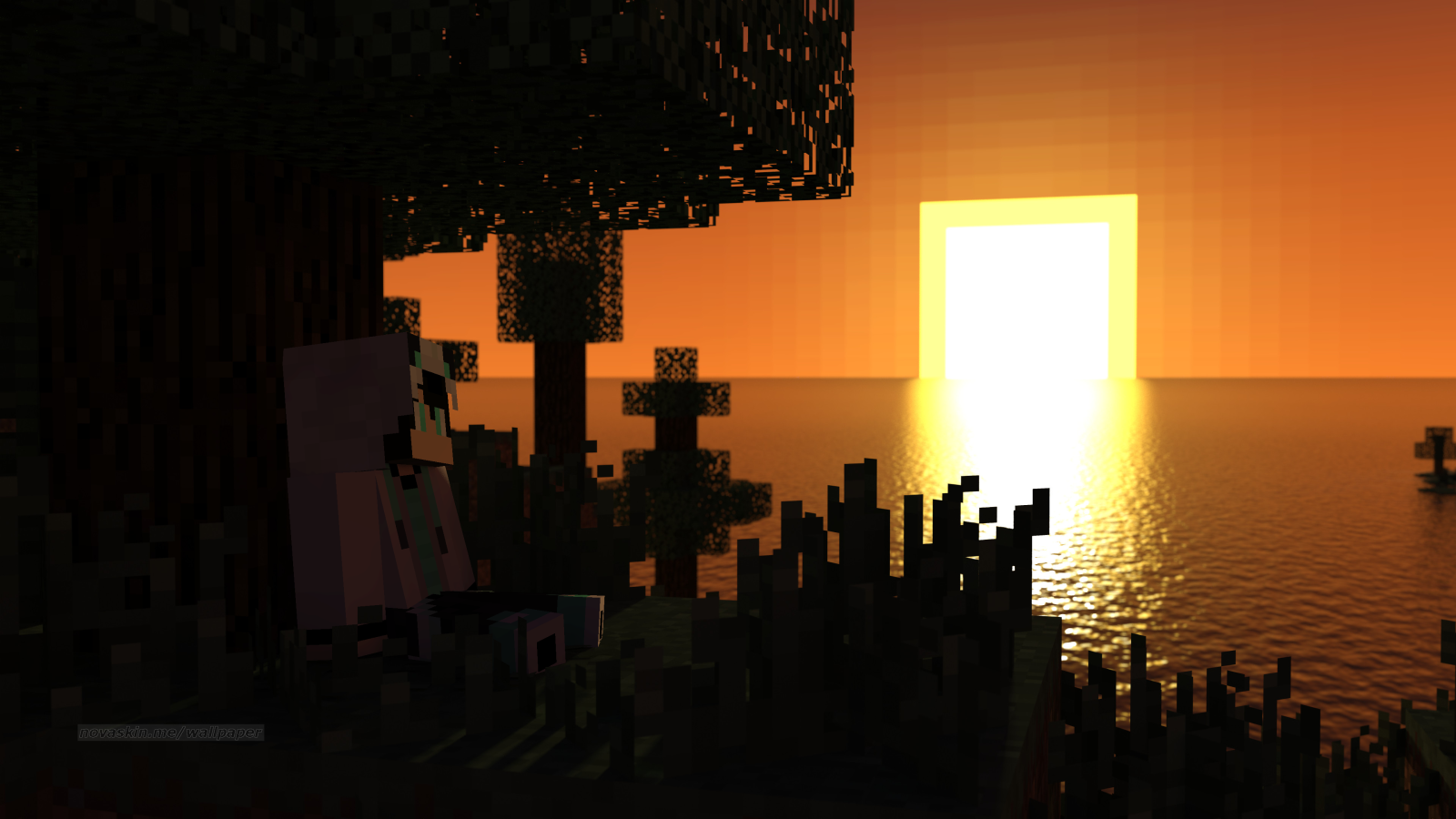Tramonto Minecraft scheletro silhouette, 1600x900 HD, PC