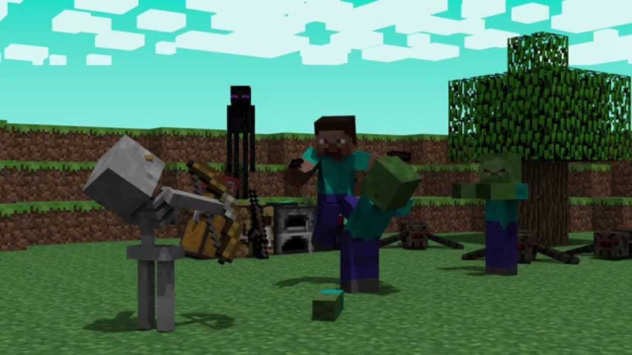 Steve Minecraft combatte zombie, 1280x720 720p, iMac