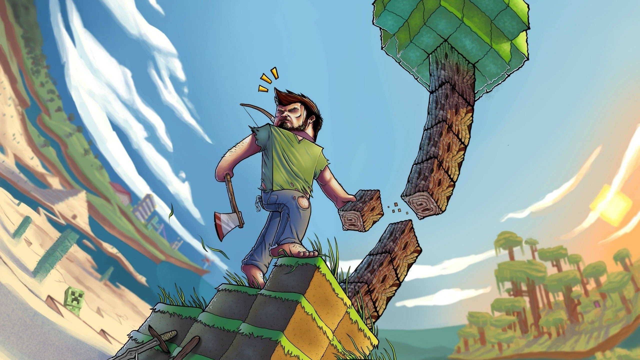 Steve Minecraft blocco terra, 2560x1440 2K, Desktop