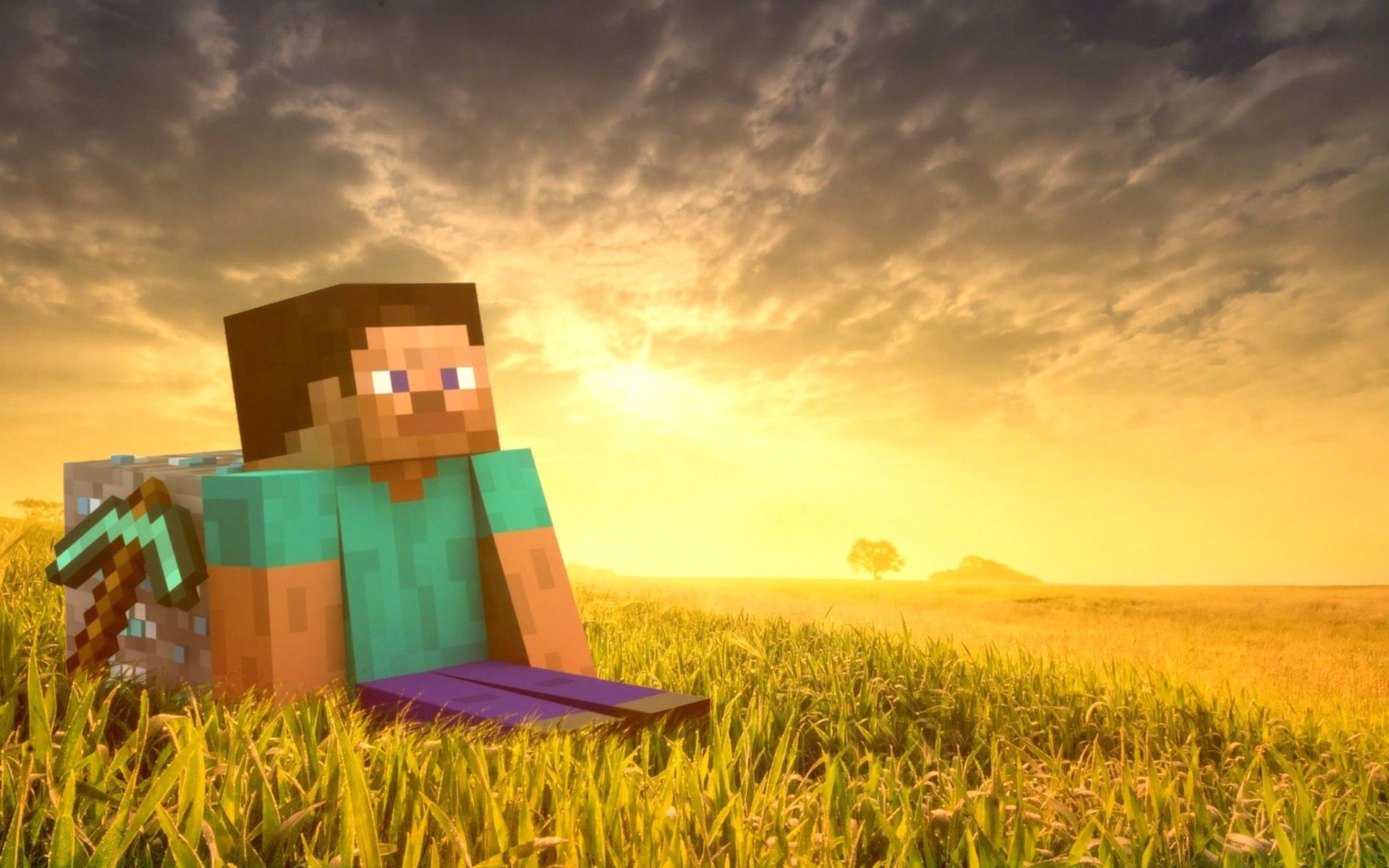 Steve Minecraft al tramonto, 1920x1200 Full HD+, PC Desktop