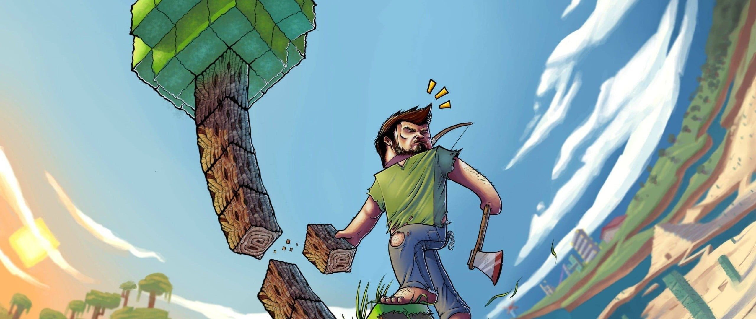 Steve Minecraft con piccone, 2560x1080 21:9, Ultrawide
