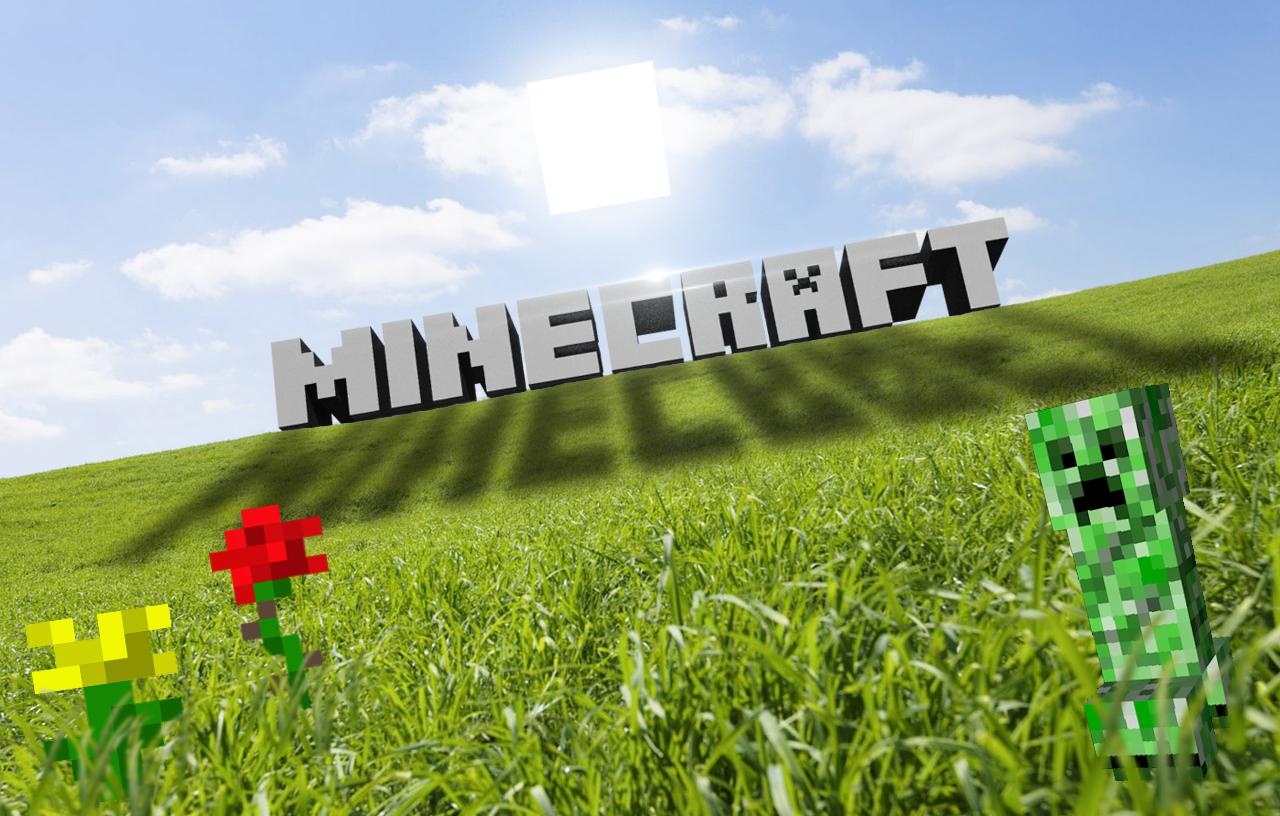 Logo Minecraft con Creeper erba, 1280x816 HD, Desktop