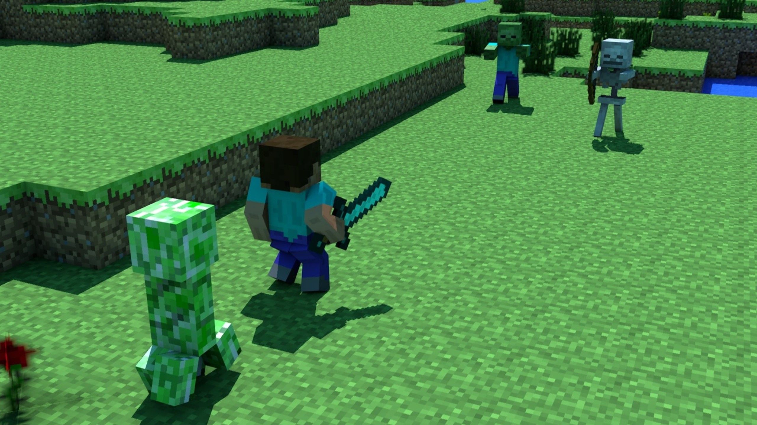 Steve Minecraft con spada diamante, 2560x1440 QHD, Laptop