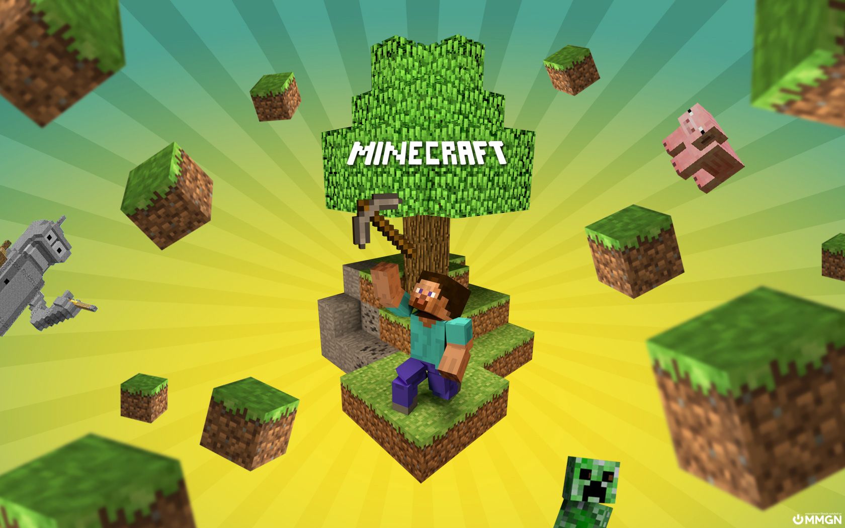 Steve Minecraft con blocchi fluttuanti, 1680x1050 HD, ROG Asus Laptop