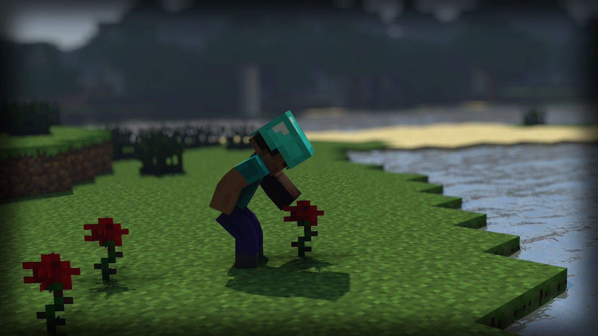 Steve di Minecraft con fiori, 1920x1080 Full HD 1080p, Desktop
