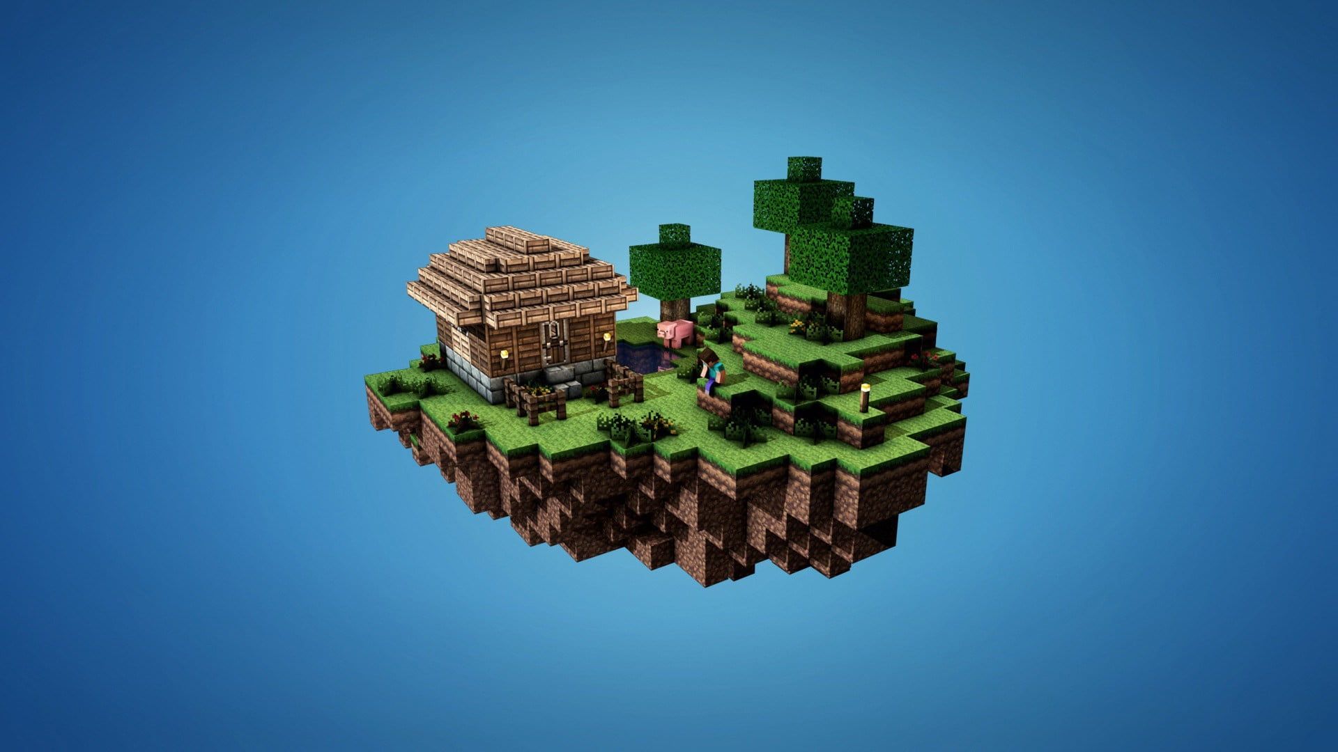 Isola fluttuante Minecraft, gioco sandbox, 1920x1080 1080p, Desktop