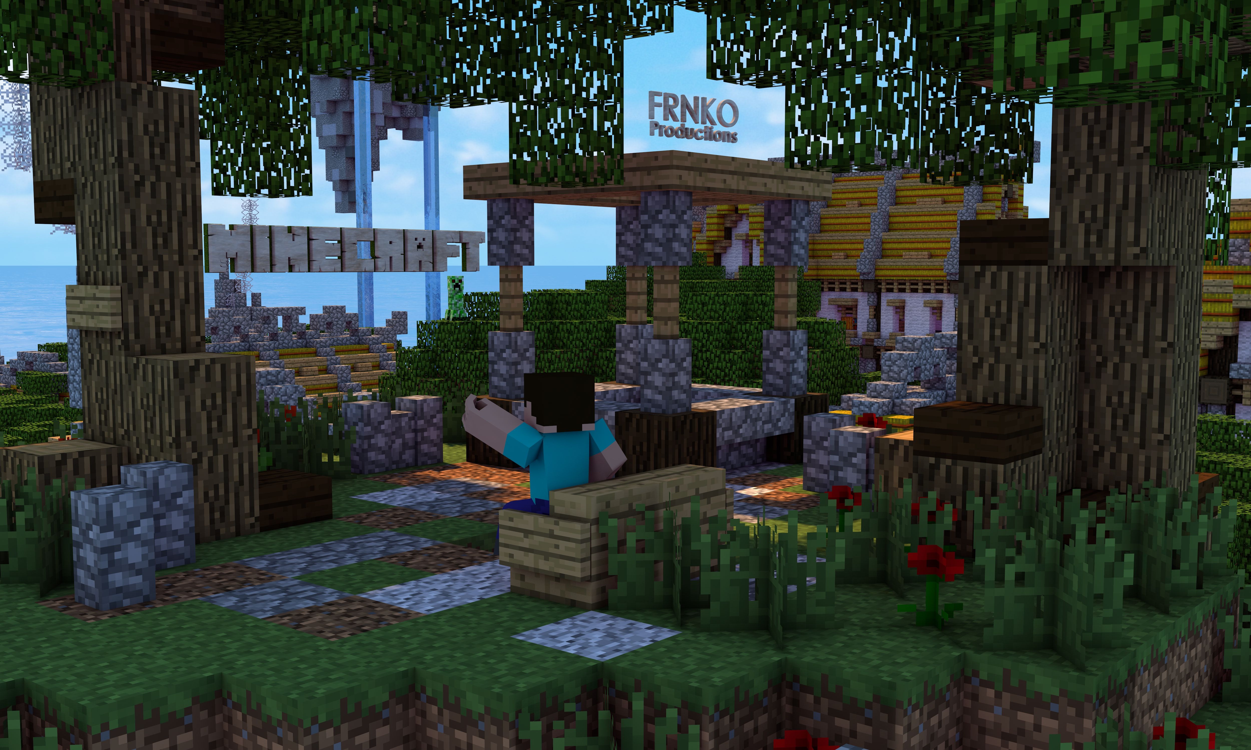 Steve Minecraft villaggio pixelato, 5000x3000 Ultra HD, 4K TV