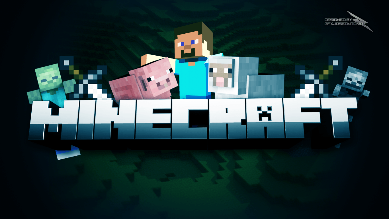 Logo Minecraft con personaggi, 1366x768 HD, PC Desktop